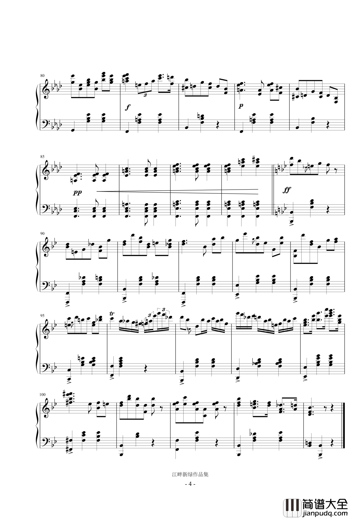 圆舞曲集钢琴谱_Op_5_No_10【降B大调圆舞曲】_江畔新绿