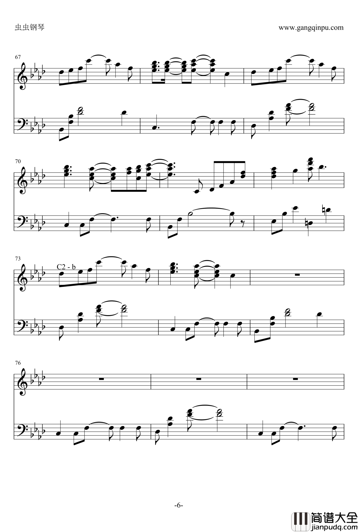 白色相簿钢琴谱_White_Album