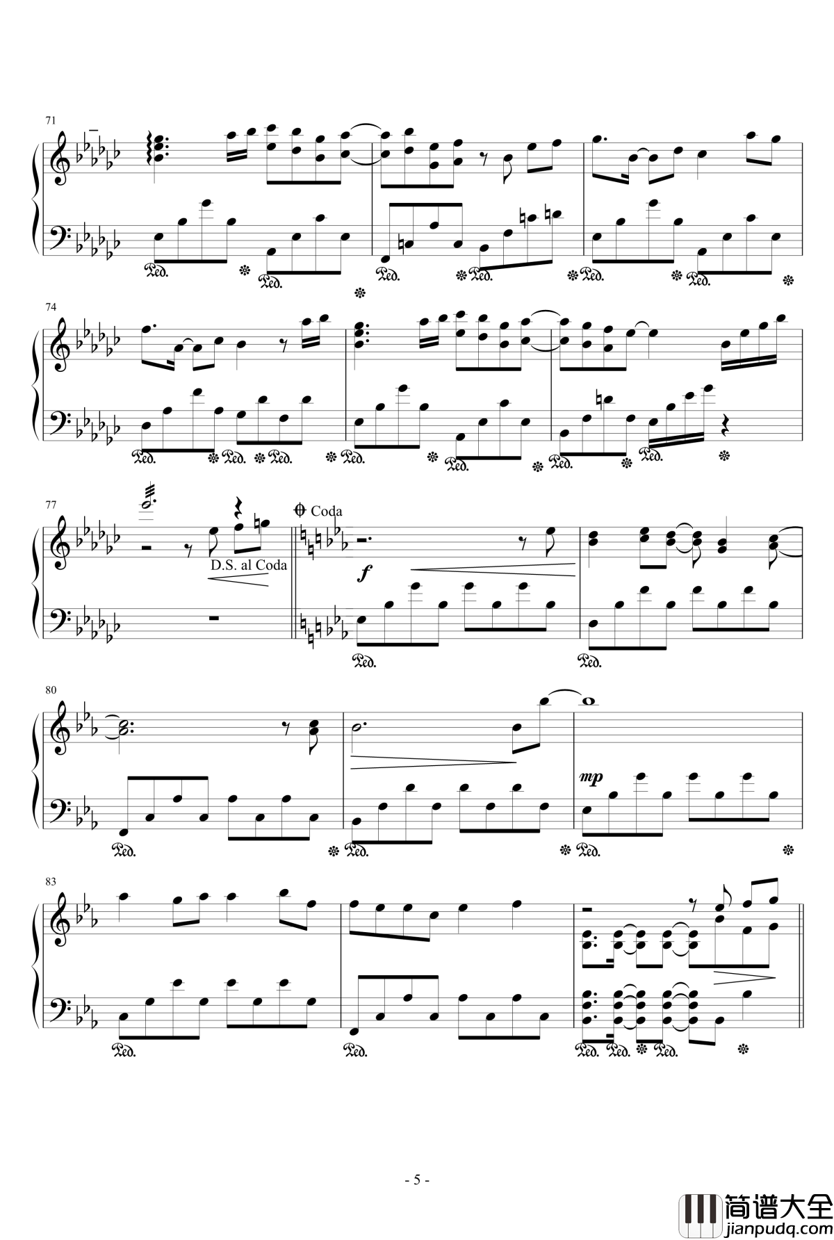 你的微笑钢琴谱_飞儿乐团