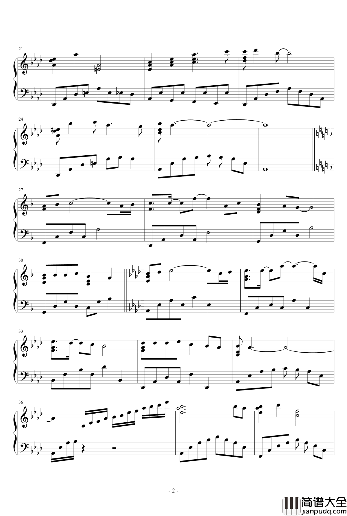 花木兰钢琴谱_花木兰电影主题曲