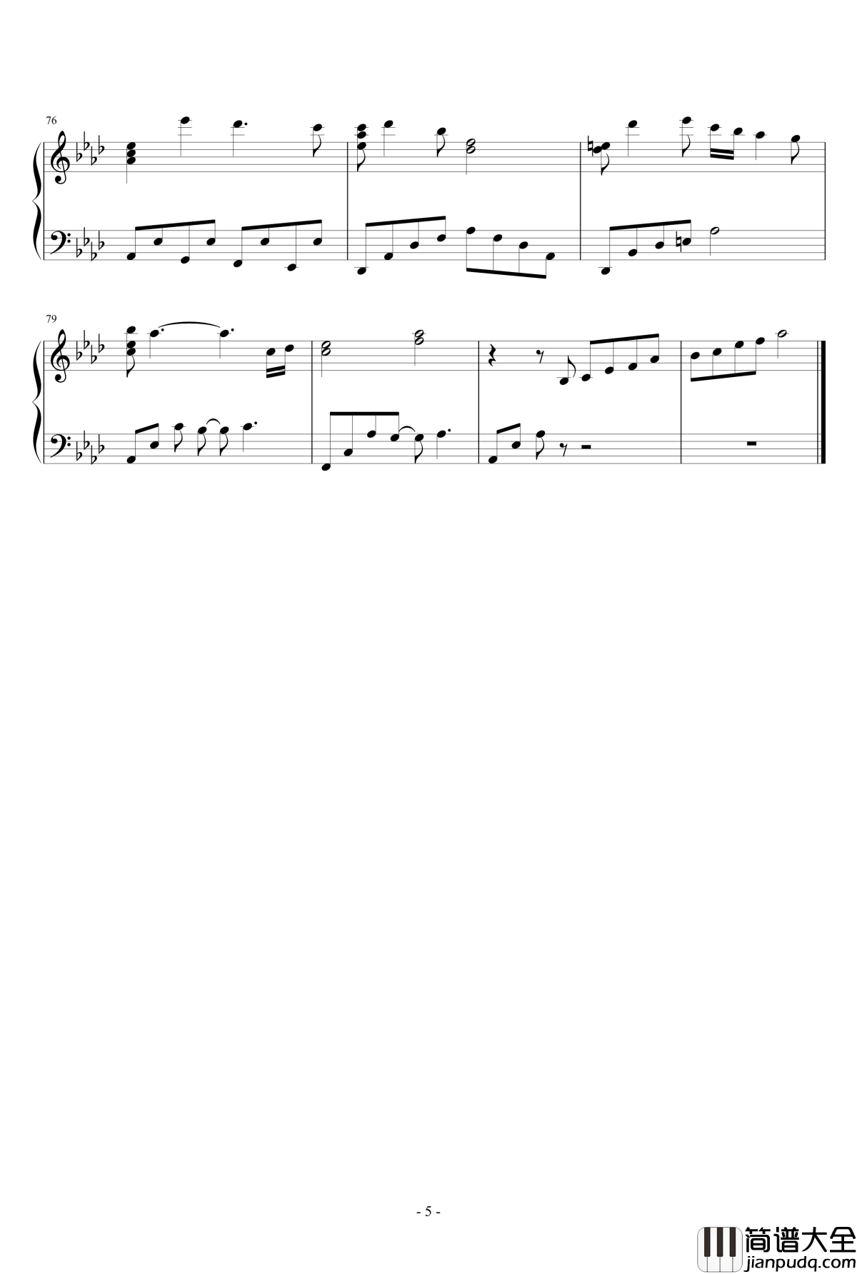 花木兰钢琴谱_花木兰电影主题曲