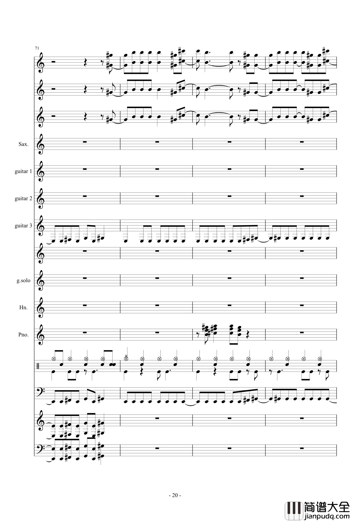 数码宝贝主题钢琴谱曲_总谱