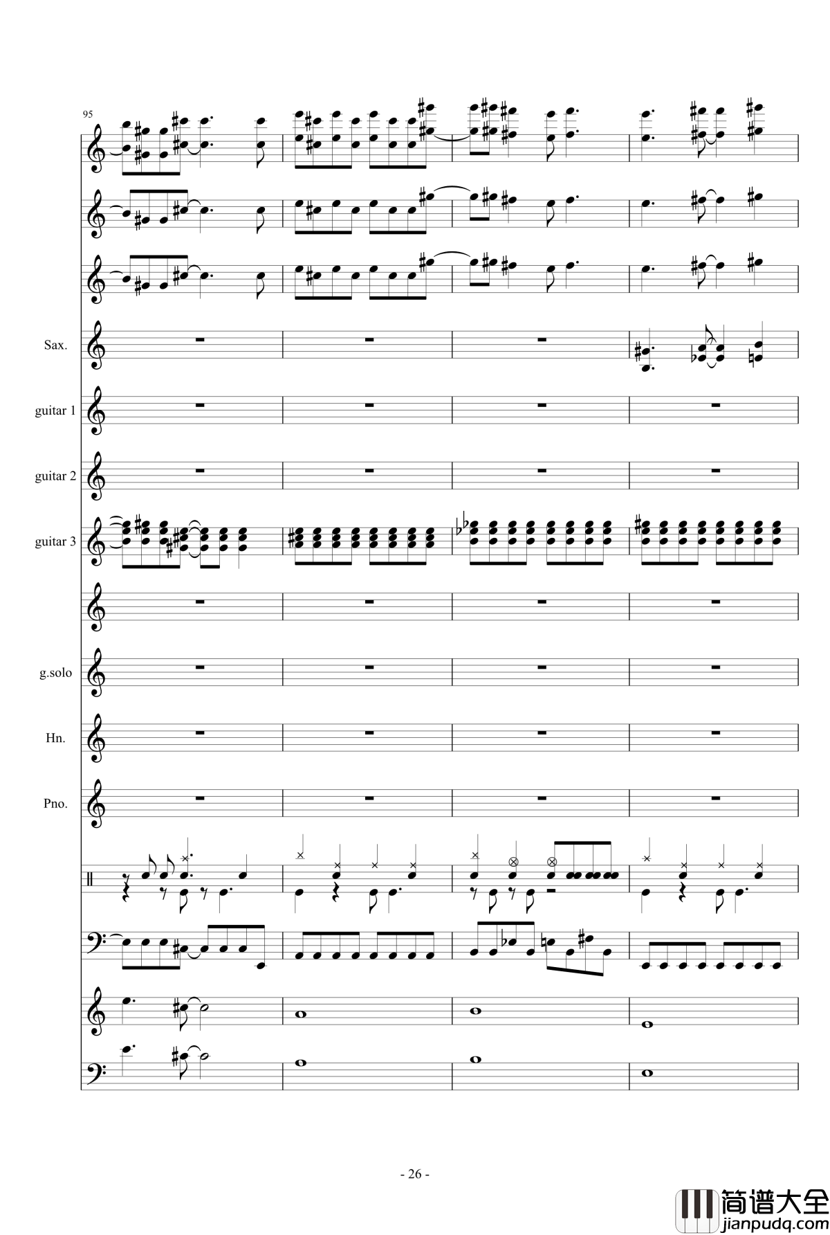 数码宝贝主题钢琴谱曲_总谱