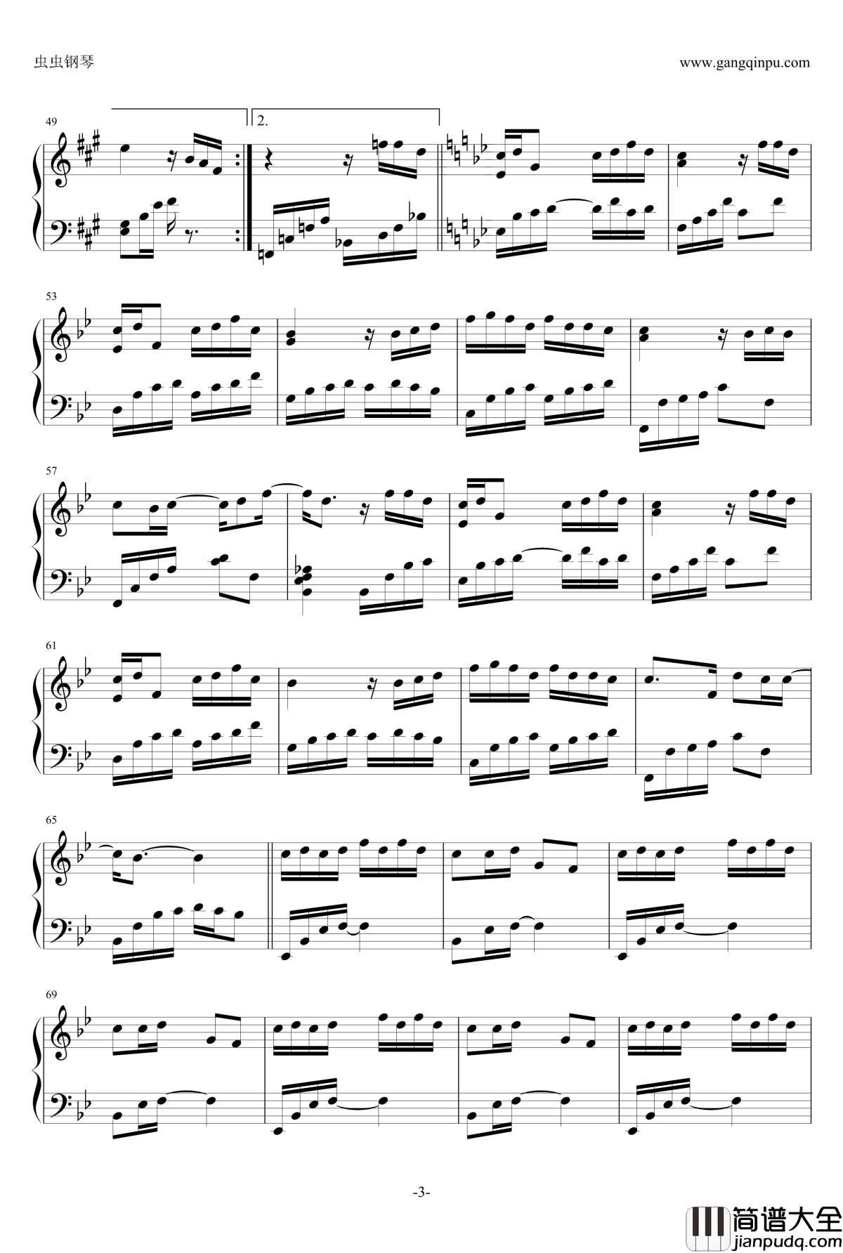 青花瓷钢琴谱_现场原声_金龙鱼_周杰伦