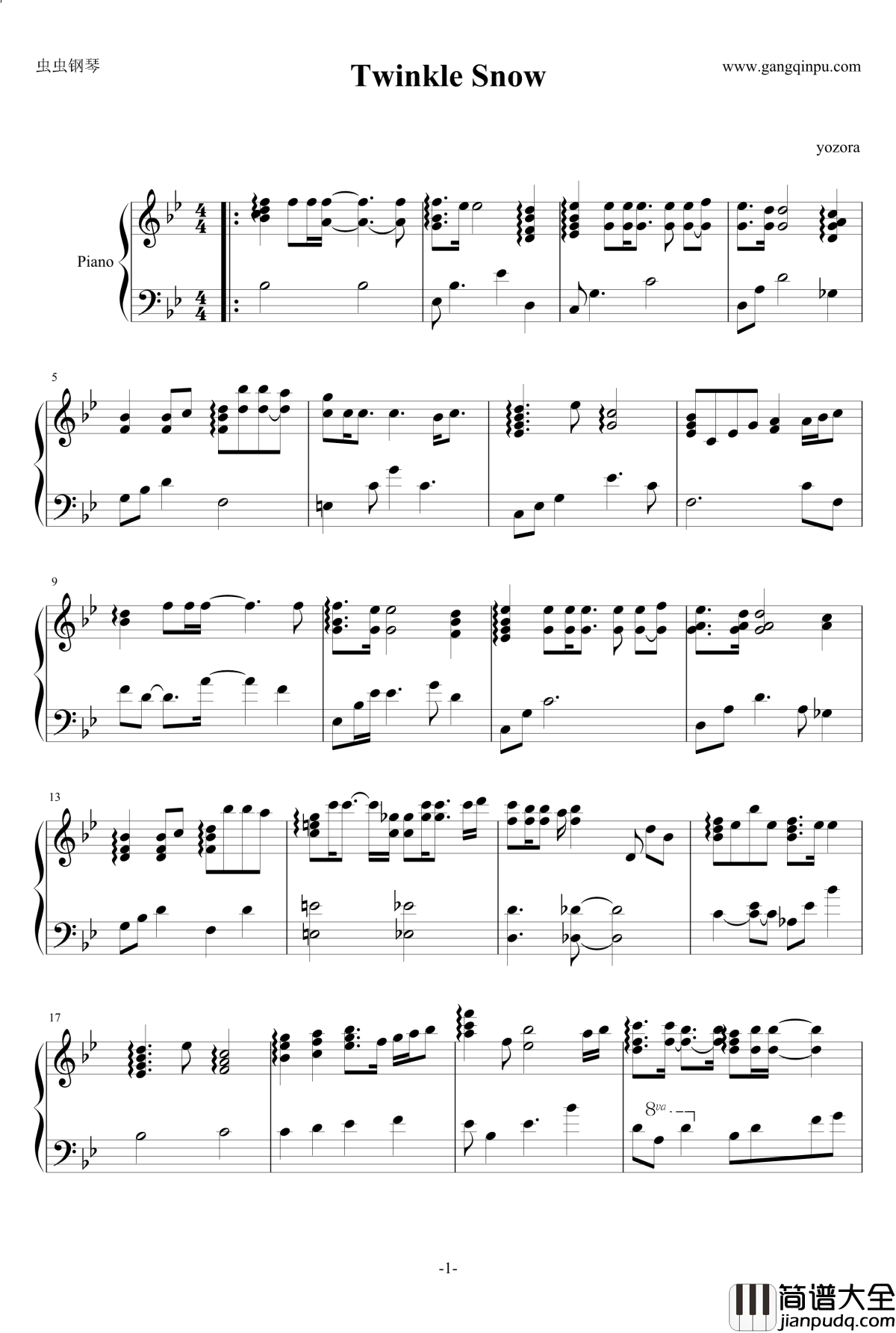 Twinkle_Snow钢琴谱_白色相簿