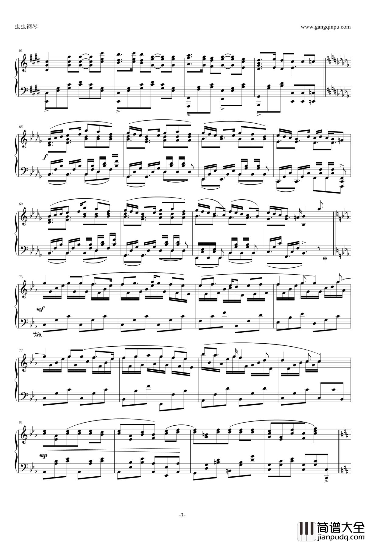 _满天钢琴谱_Fate_Zero_Fate_zero_ED3