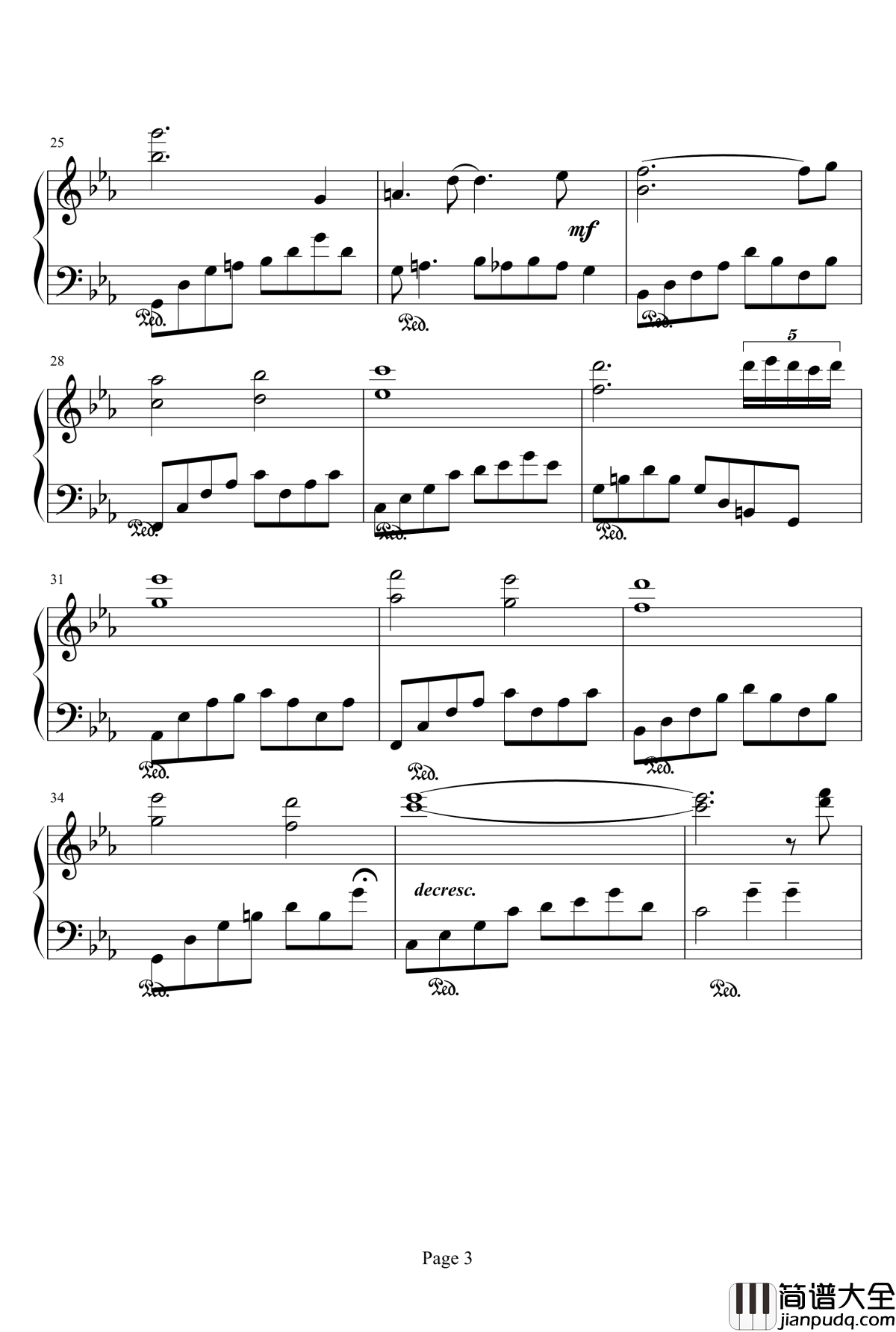 一个男人的梦钢琴谱_zx13789959498