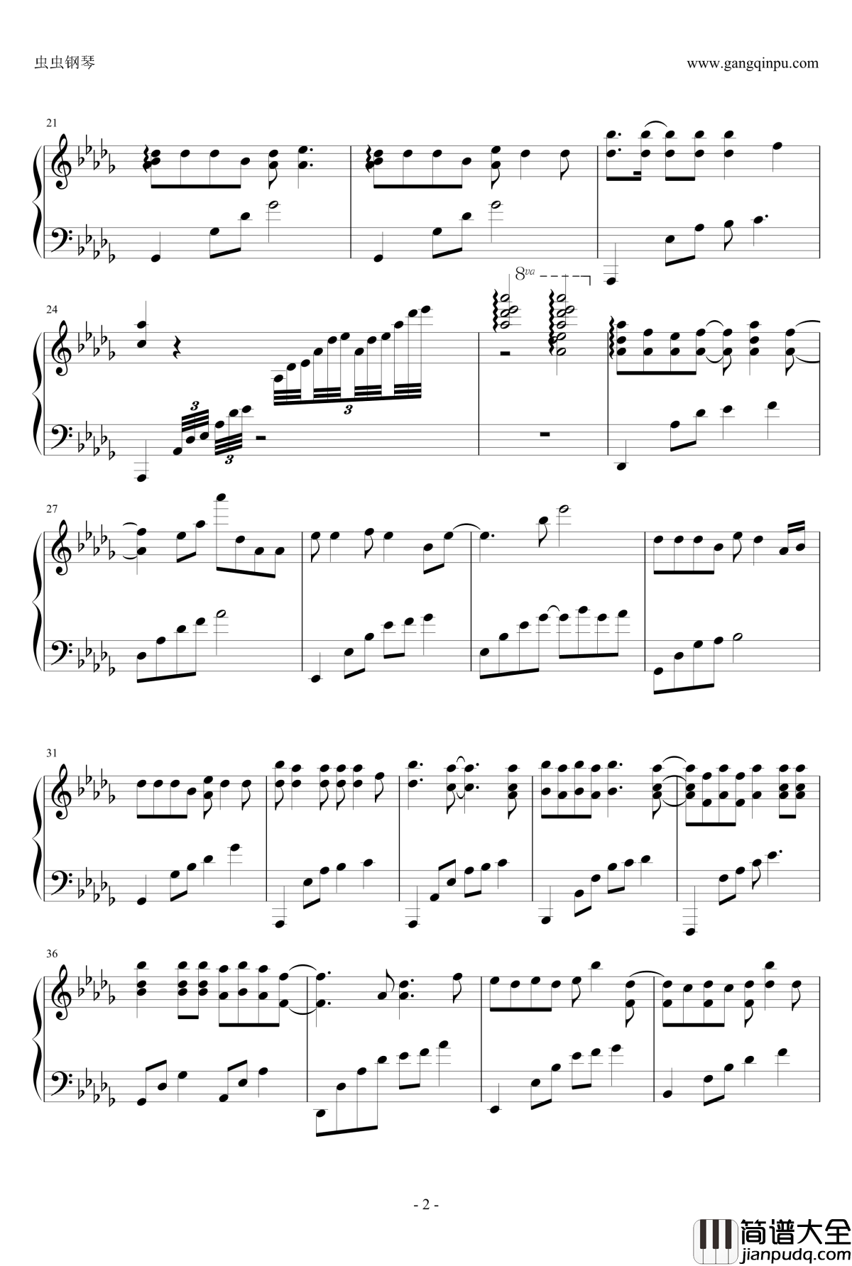 漂洋过海来看你钢琴谱_刘明湘