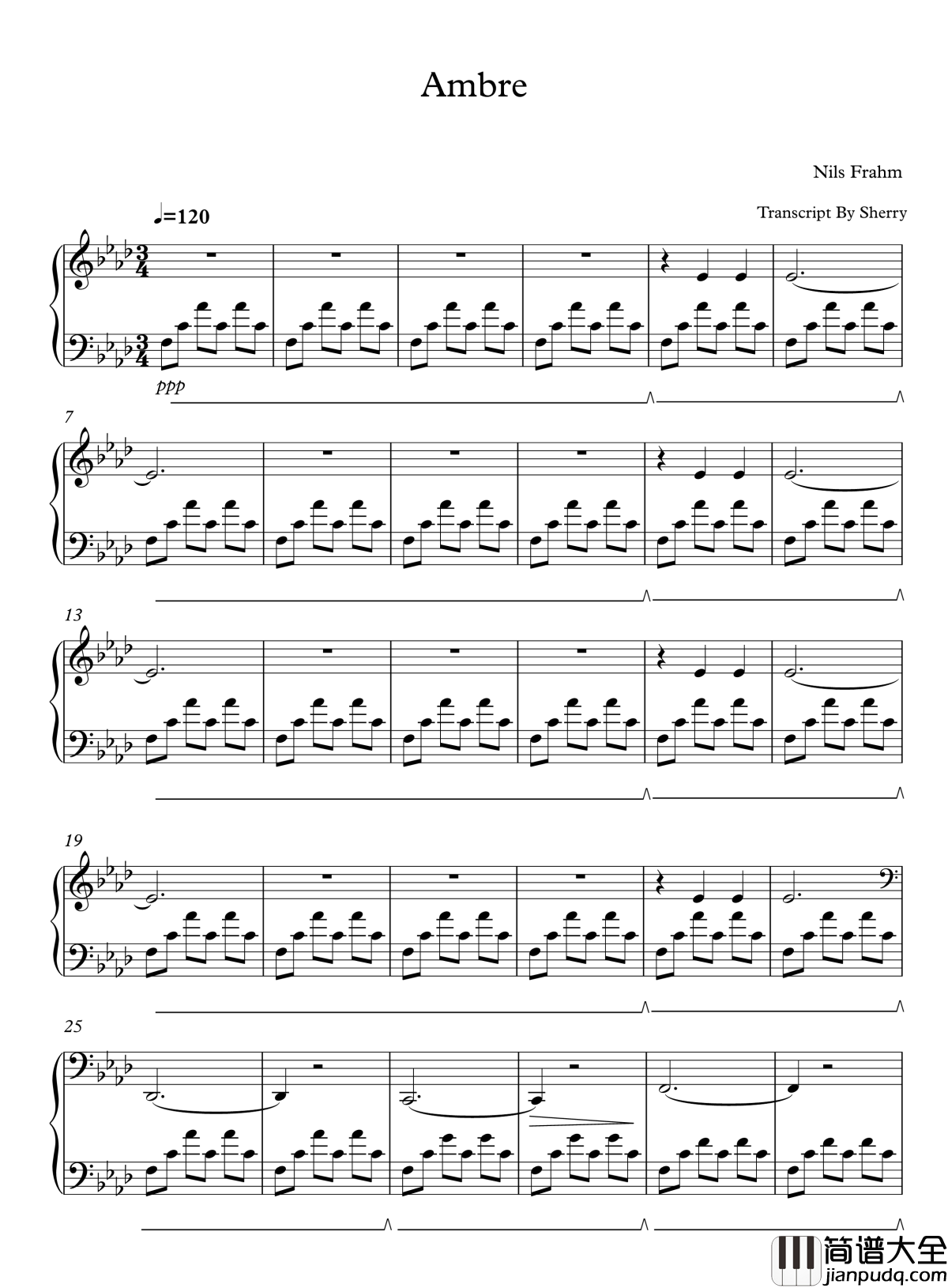 Ambre钢琴谱_尼尔斯_弗拉姆