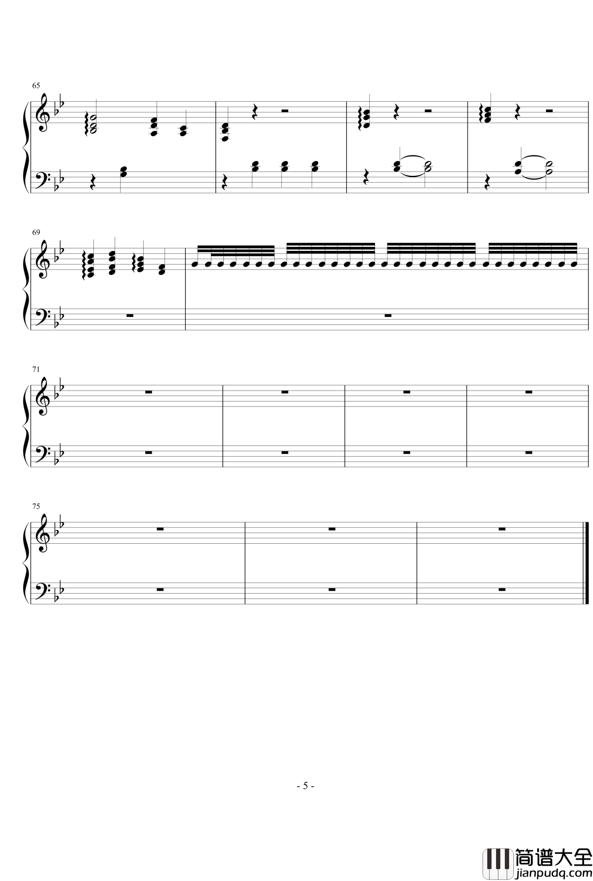 纯白世界钢琴谱_想、潭诗