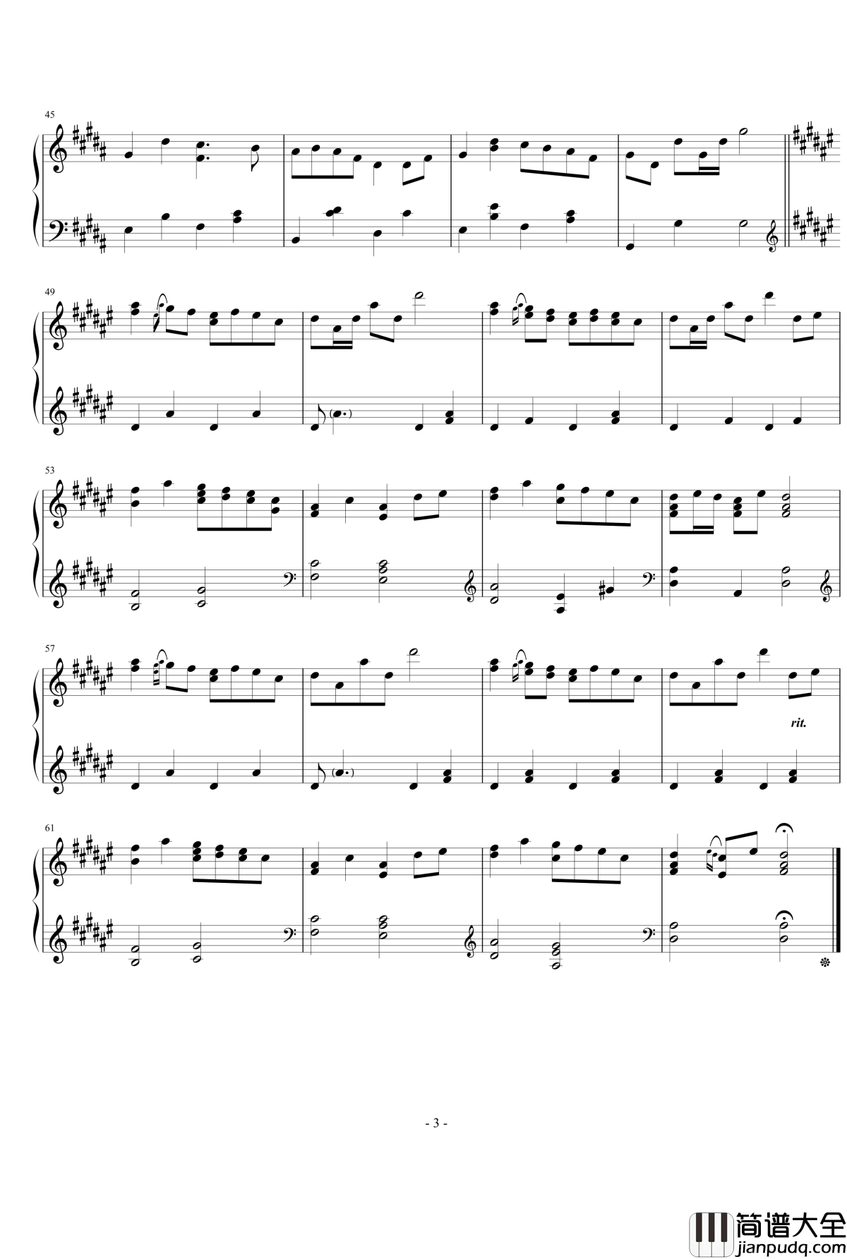 萤火虫之舞钢琴谱_山居岁月