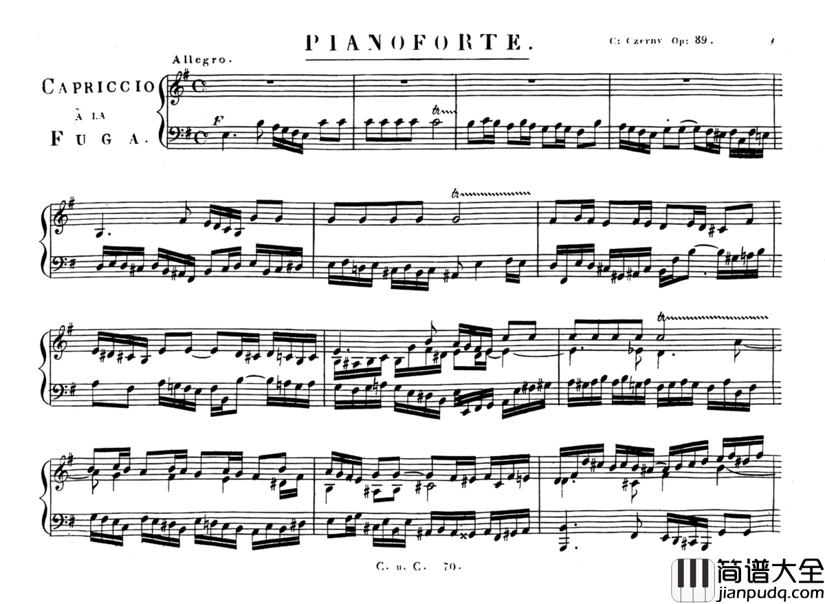 Capriccio_a_la_Fuga_in_E_minor钢琴谱_车尔尼_Czerny