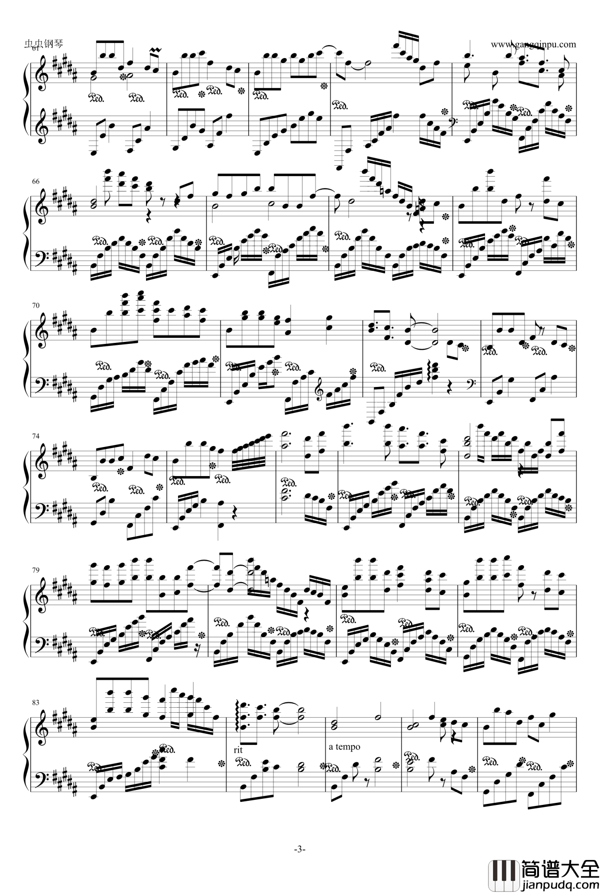 偶阵雨钢琴谱_梁静茹