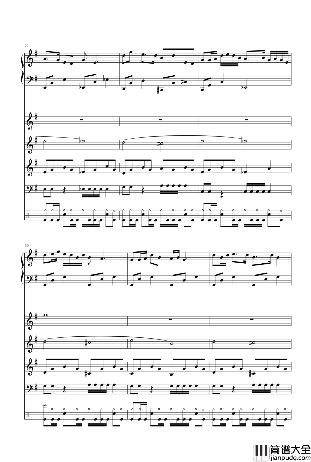 浏阳河乐队钢琴谱_总谱_沙宝亮