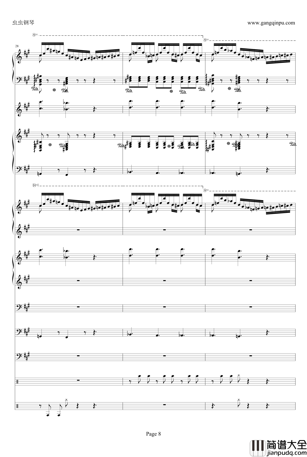 侏儒之舞钢琴谱_加小乐队_李斯特