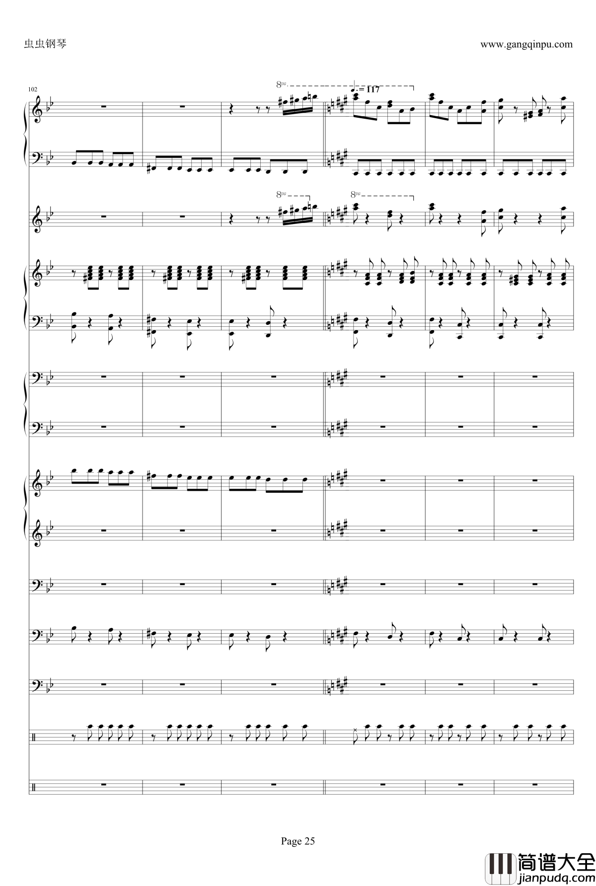 侏儒之舞钢琴谱_加小乐队_李斯特