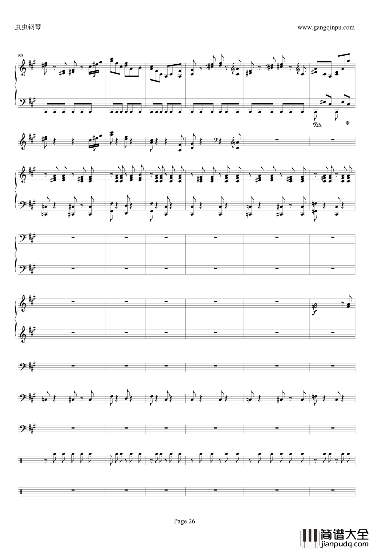 侏儒之舞钢琴谱_加小乐队_李斯特