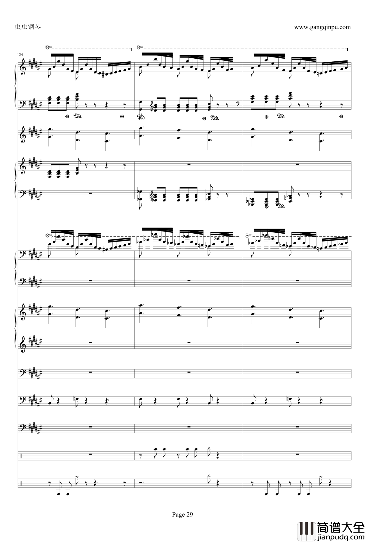 侏儒之舞钢琴谱_加小乐队_李斯特