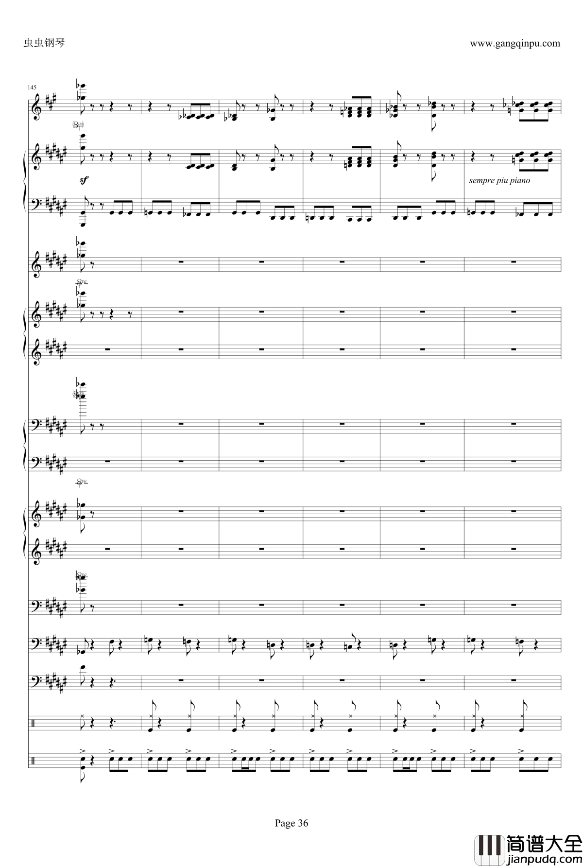 侏儒之舞钢琴谱_加小乐队_李斯特