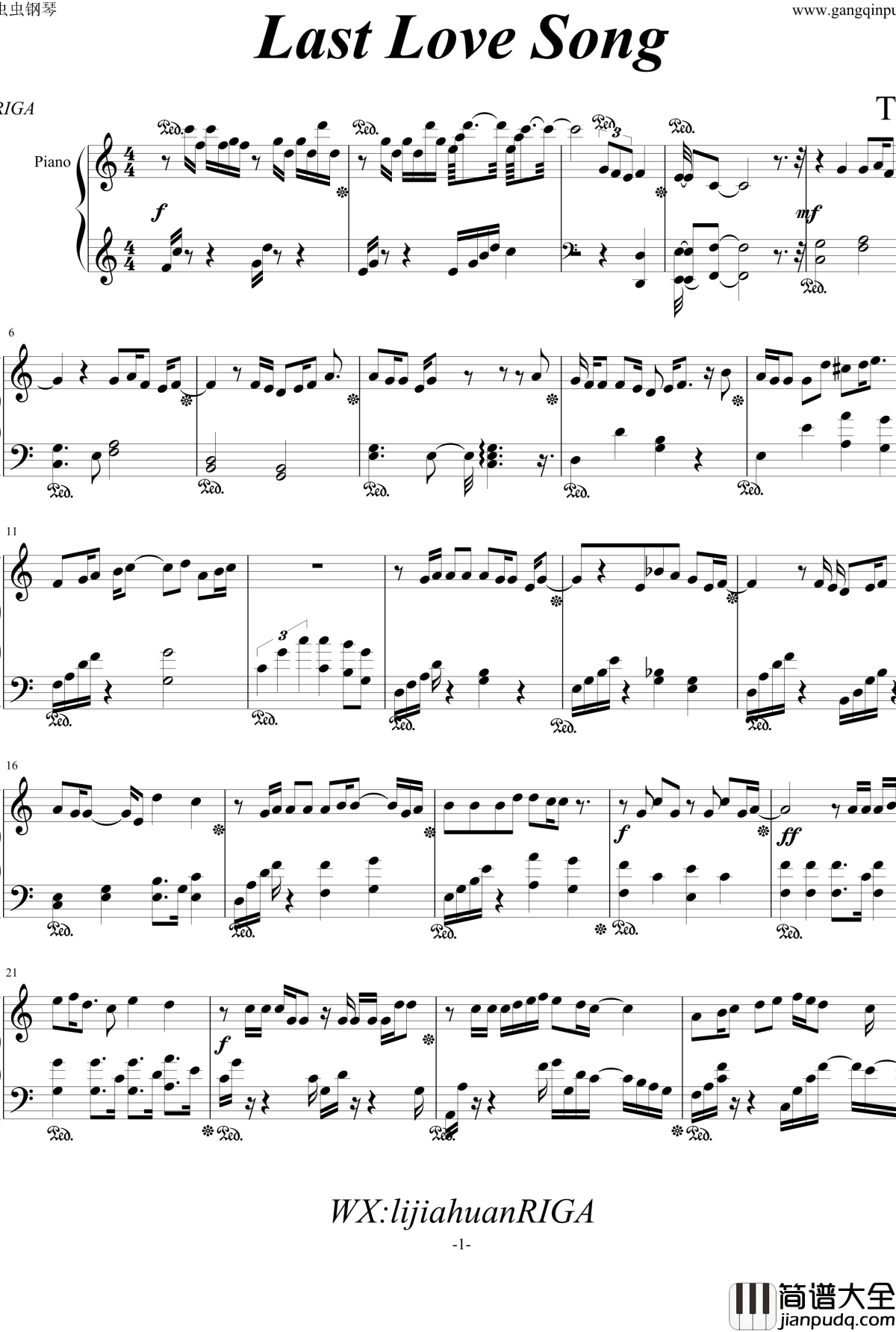 最後のLove_Song钢琴谱_山下智久