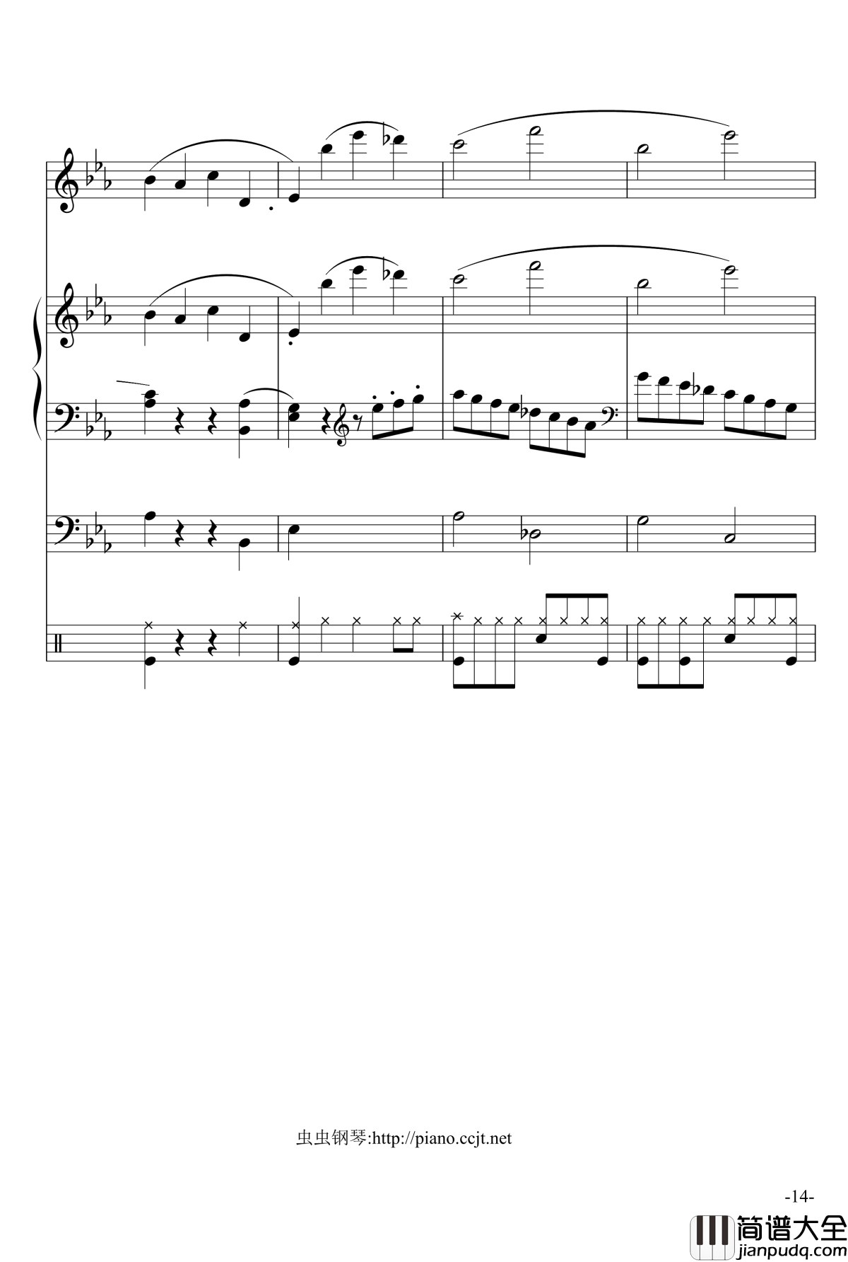 悲怆奏鸣曲钢琴谱_加小乐队_贝多芬_beethoven