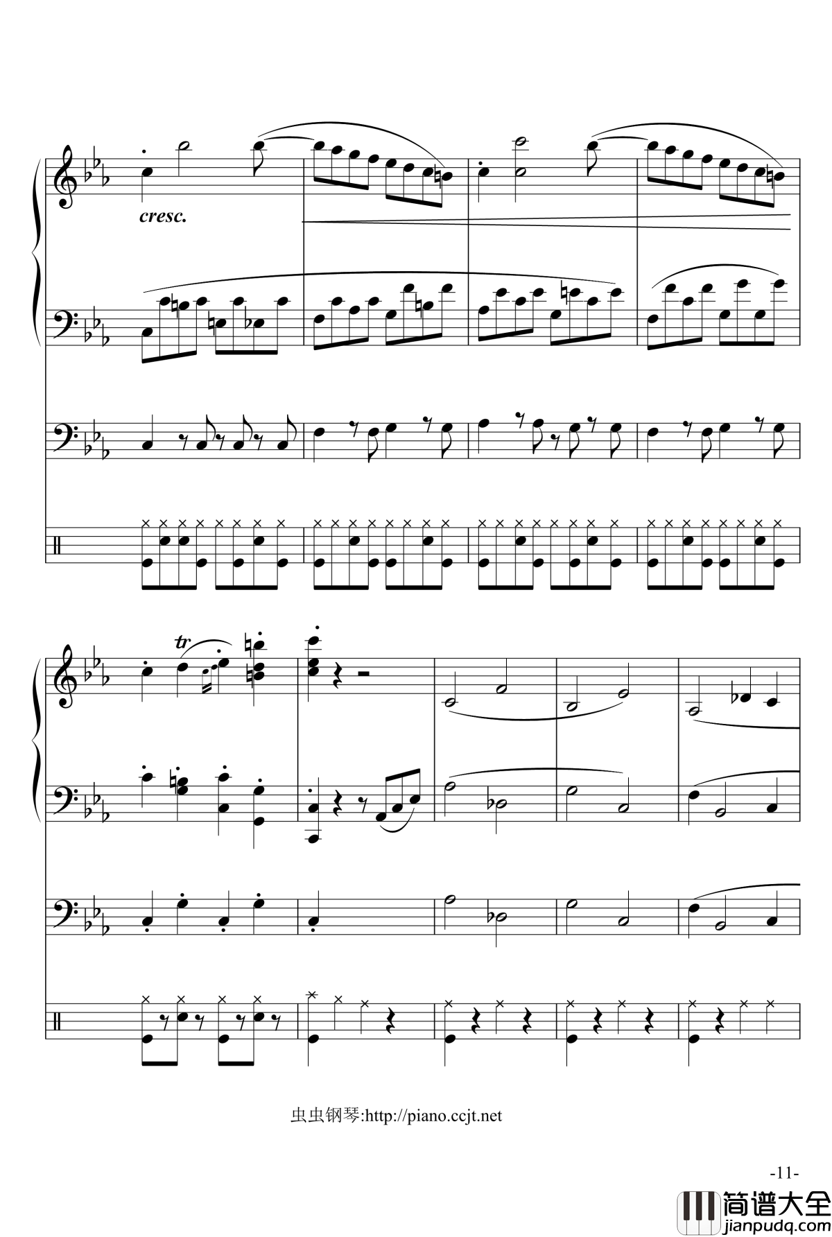 悲怆奏鸣曲钢琴谱_加小乐队_贝多芬_beethoven