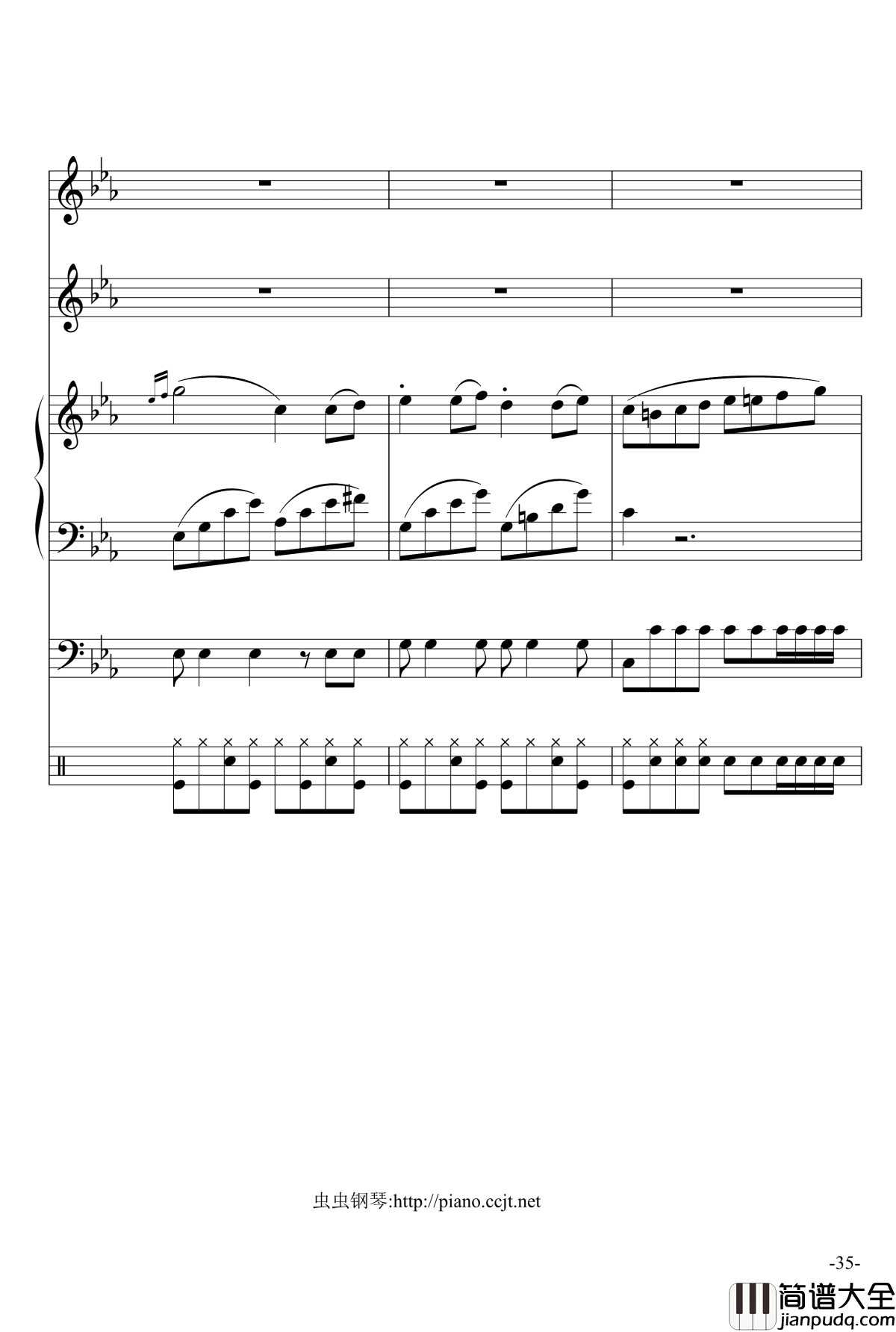 悲怆奏鸣曲钢琴谱_加小乐队_贝多芬_beethoven