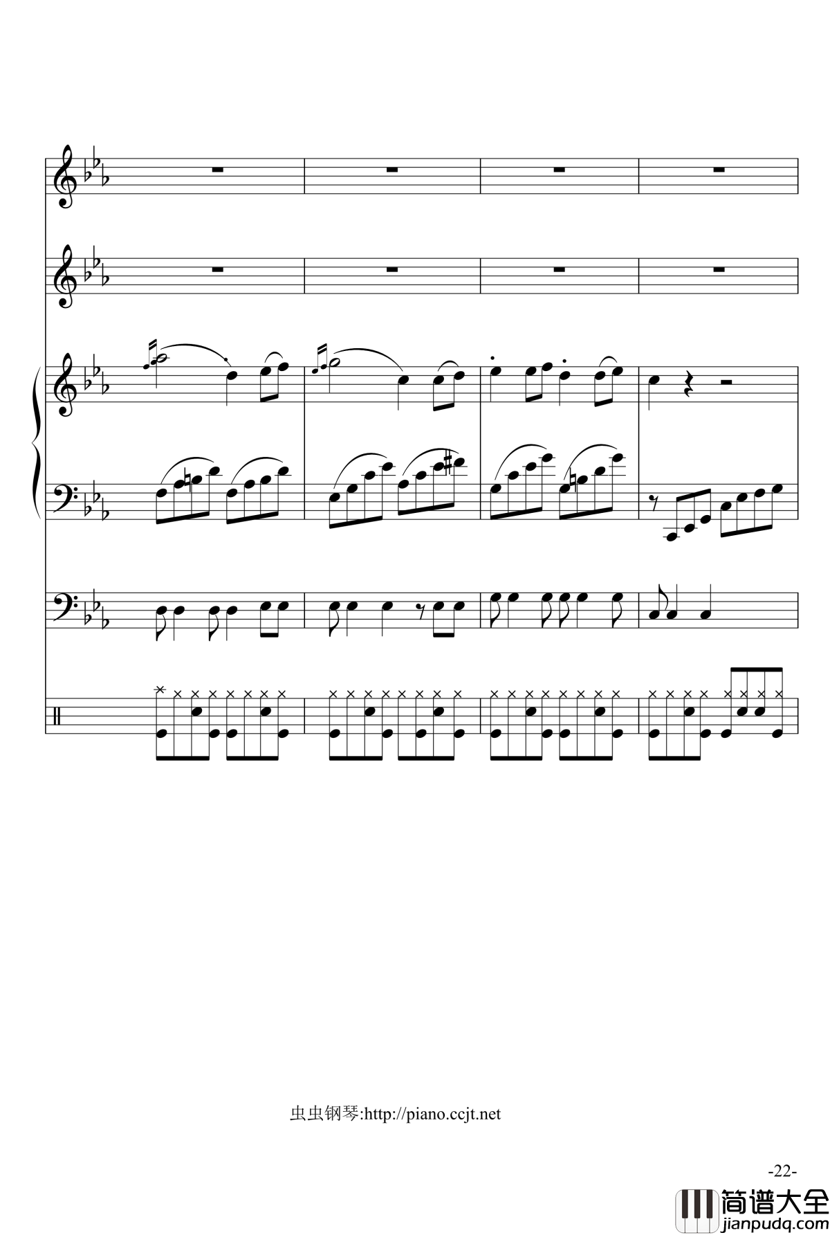 悲怆奏鸣曲钢琴谱_加小乐队_贝多芬_beethoven