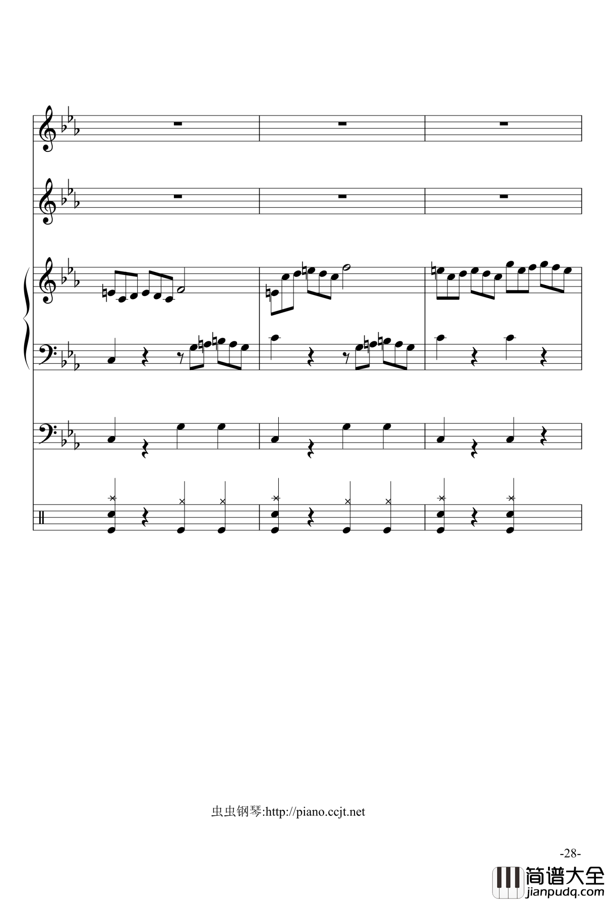 悲怆奏鸣曲钢琴谱_加小乐队_贝多芬_beethoven