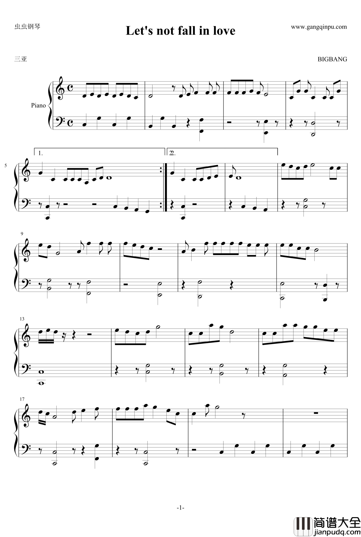 Let's_not_fall_in_love钢琴谱_not_fall_in_love_BigBang_