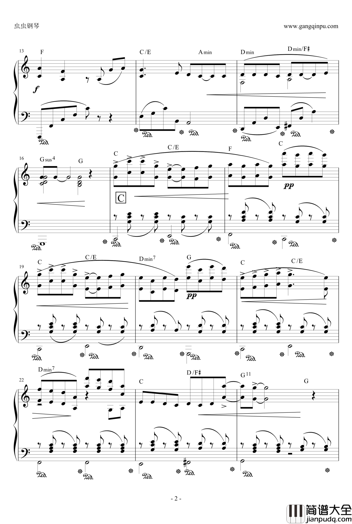 全力以赴钢琴谱_动画_小虎还乡_片尾歌