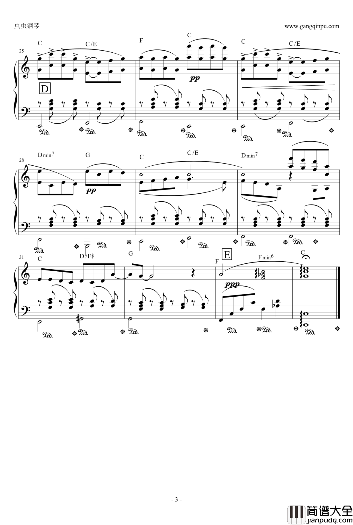 全力以赴钢琴谱_动画_小虎还乡_片尾歌