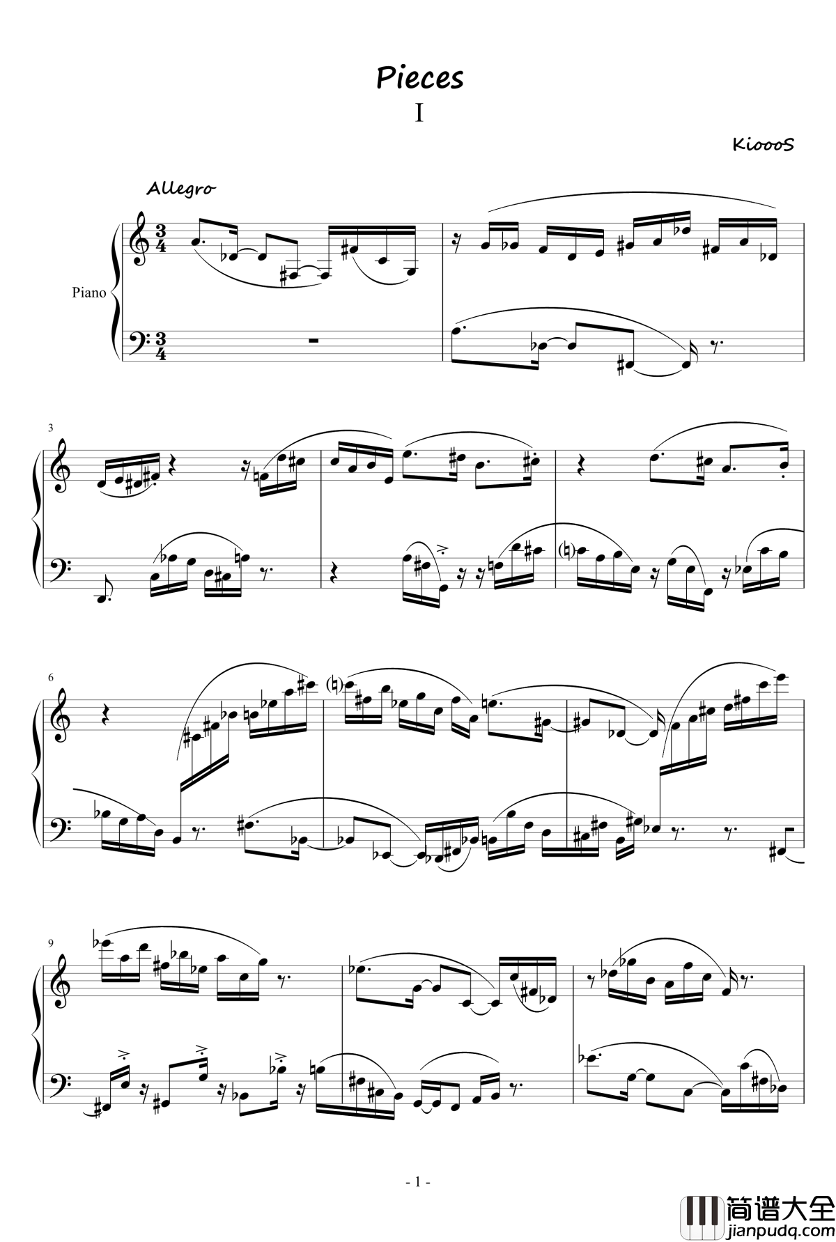 Pieces钢琴谱_01_KioooS