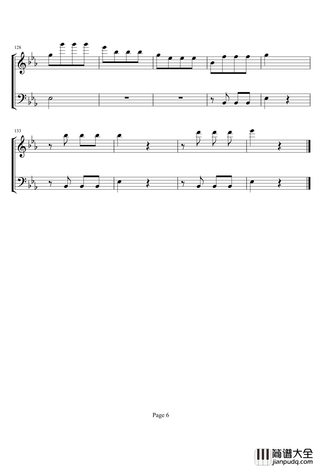 命运交响曲钢琴谱_贝多芬