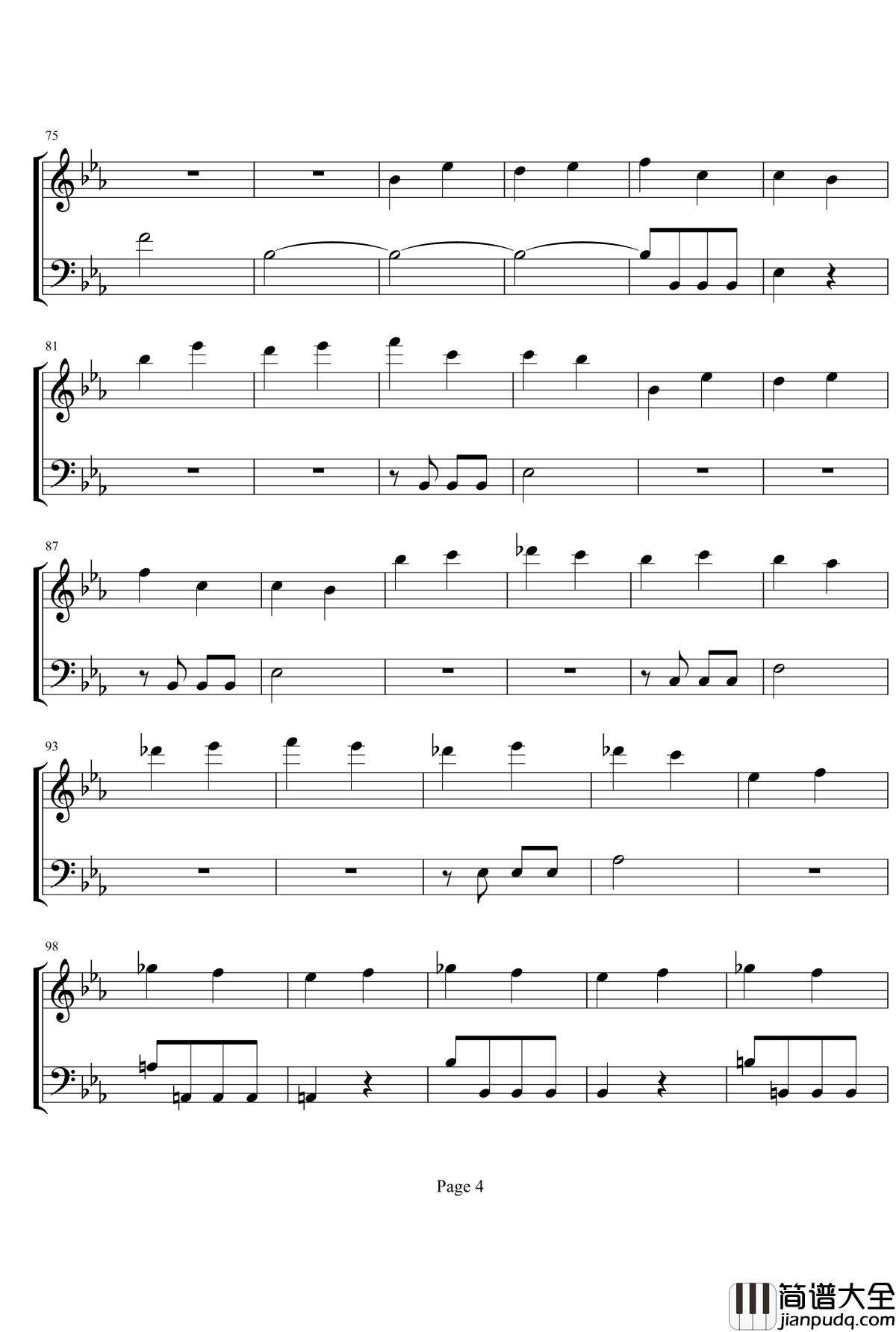 命运交响曲钢琴谱_贝多芬