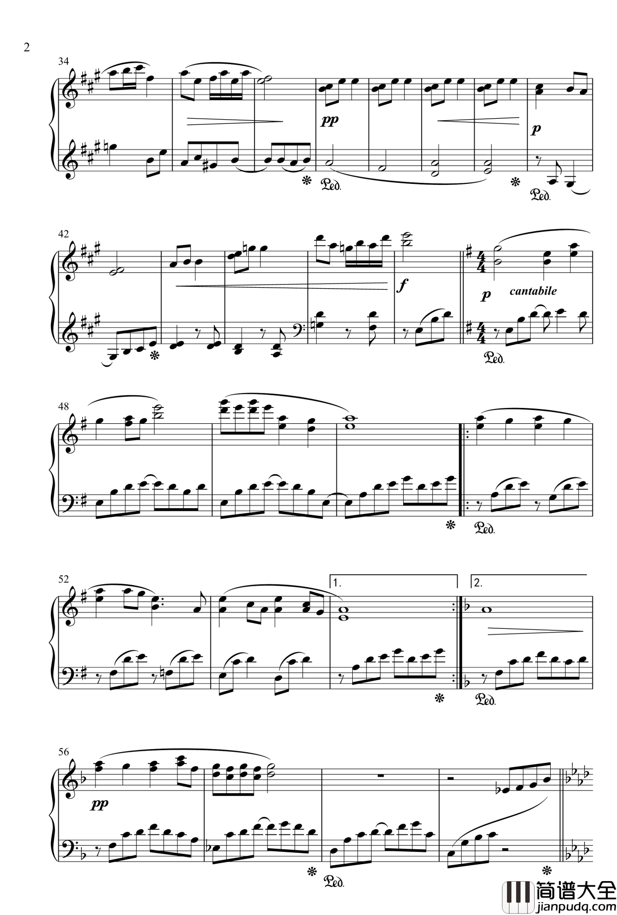 山水主题第二幻想曲钢琴谱_江畔新绿