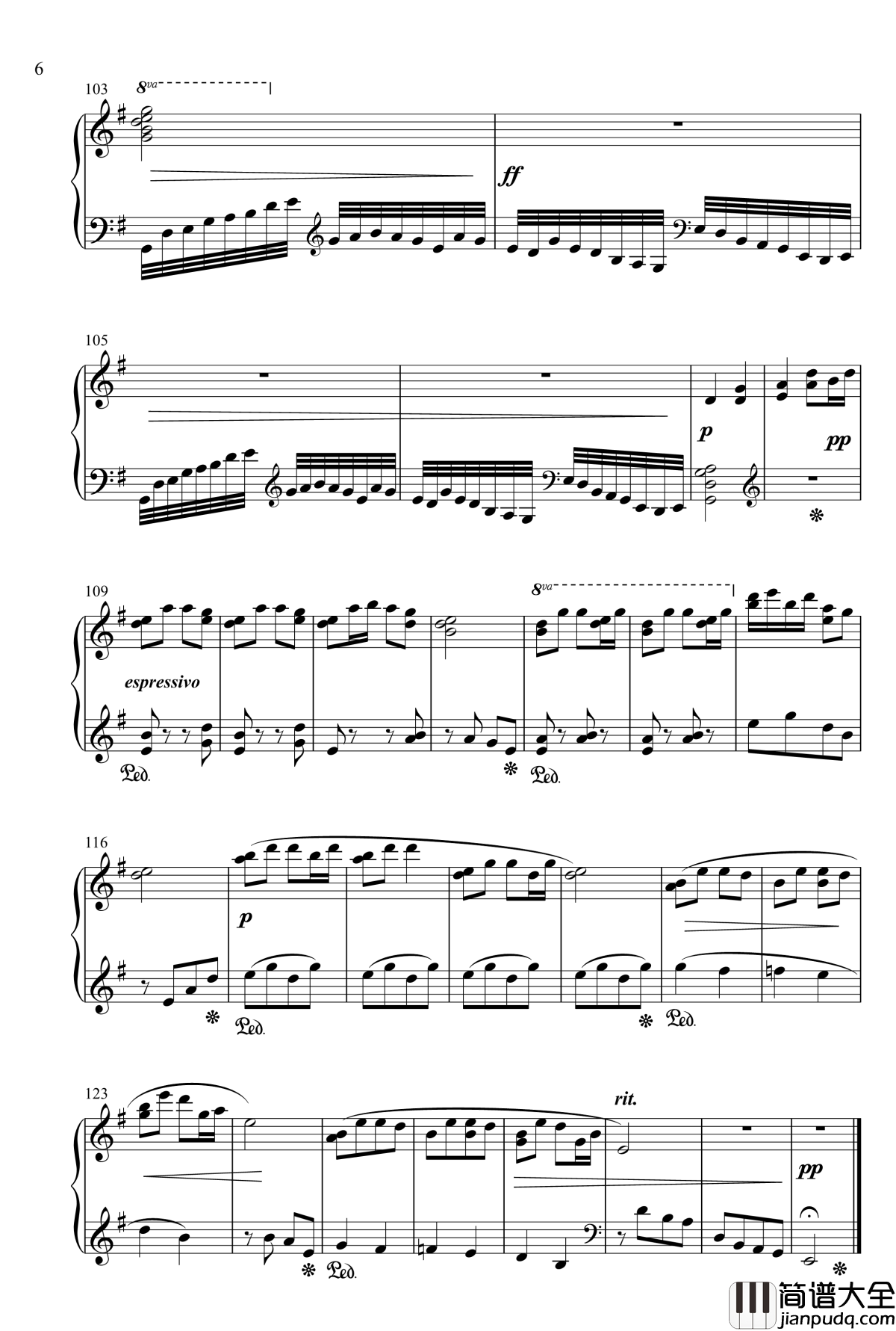 山水主题第二幻想曲钢琴谱_江畔新绿