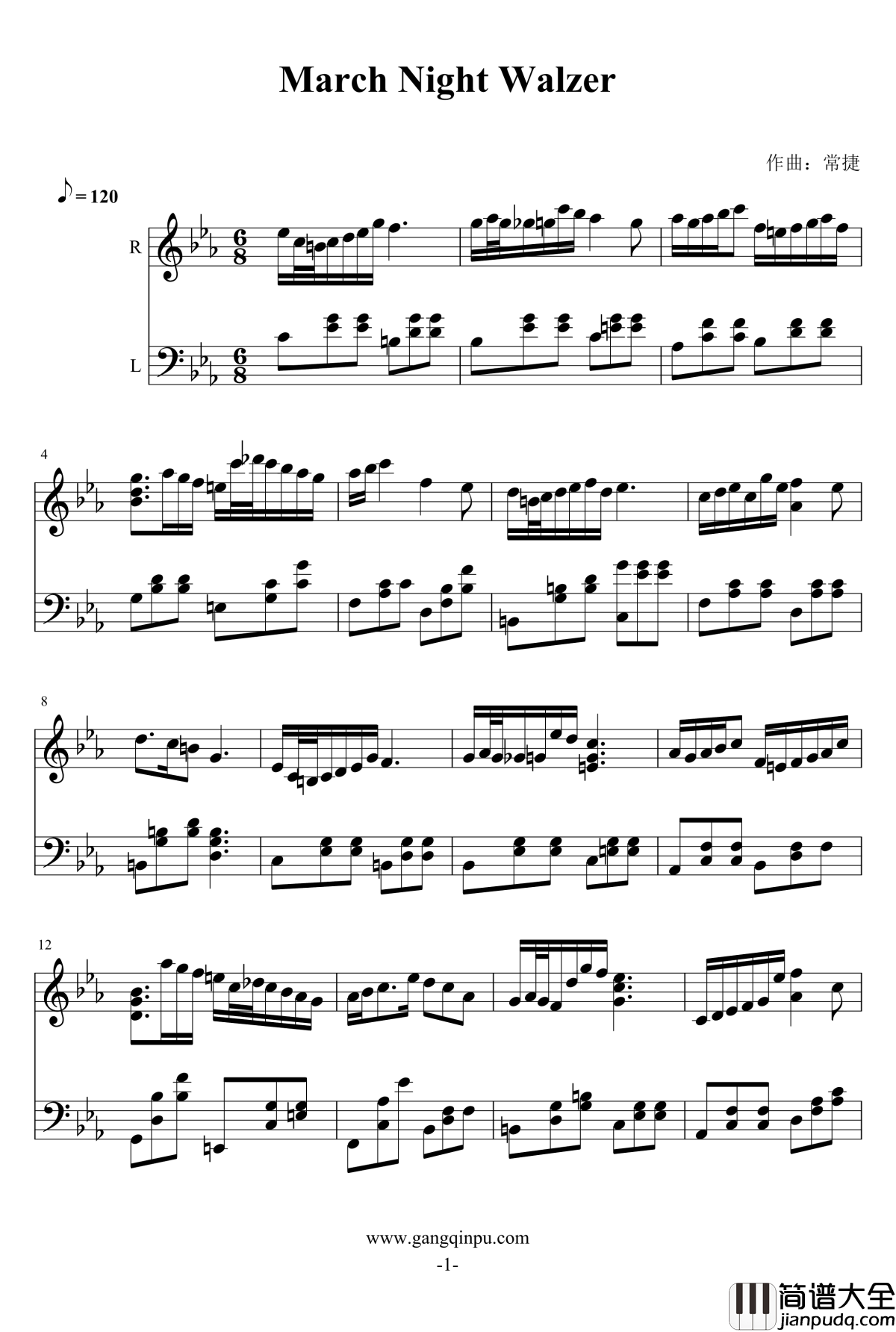 March_Night_Walzer钢琴谱_evancj