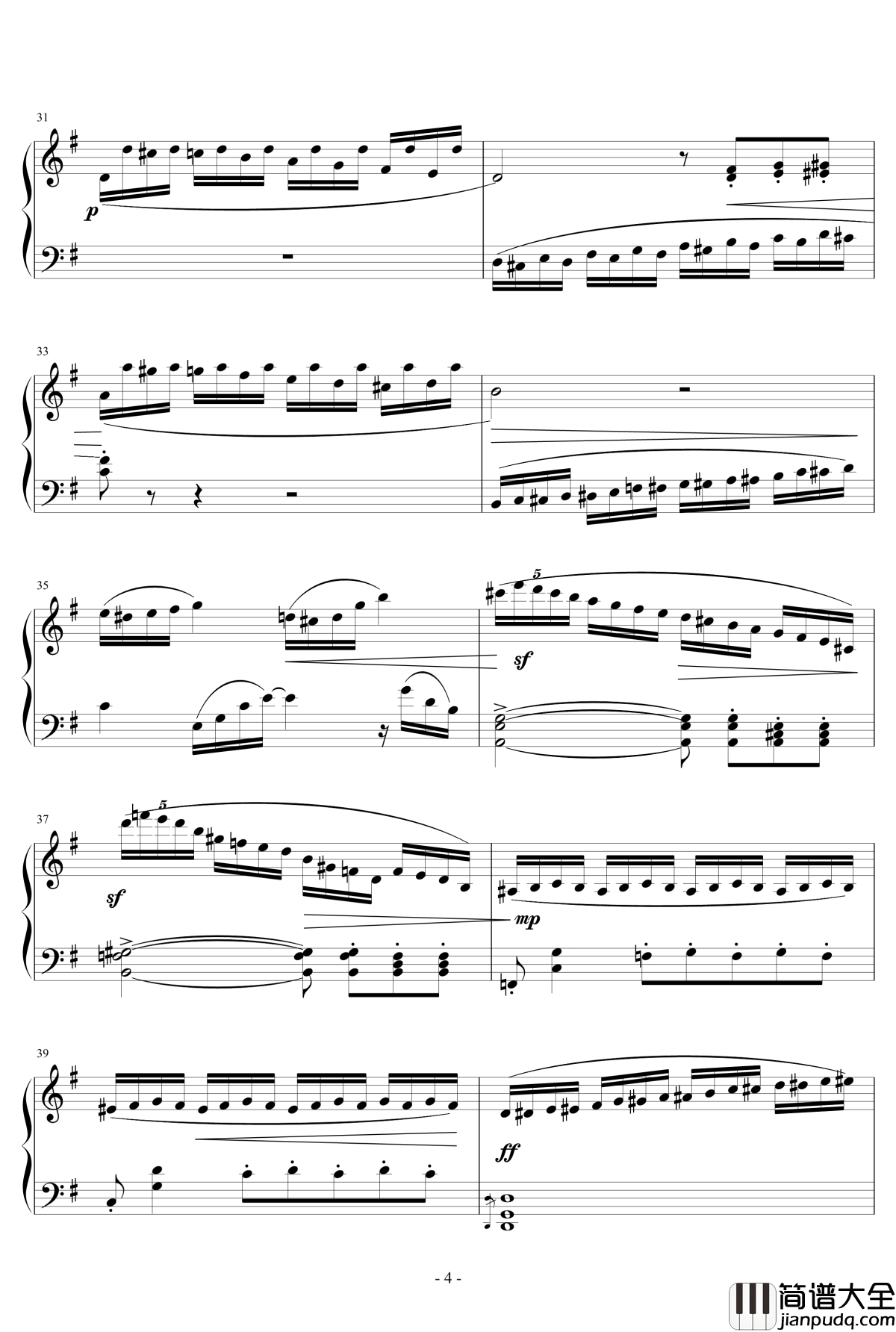 奋斗练习曲钢琴谱—G大调练习曲No.4_天籁传声