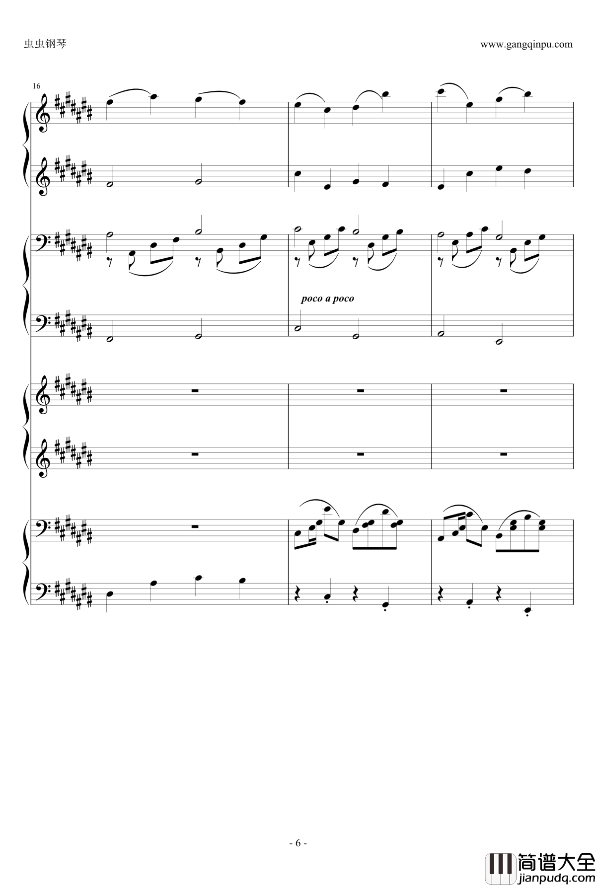 Pachelbel钢琴谱_升C大调卡农之八手莲华_帕赫贝尔