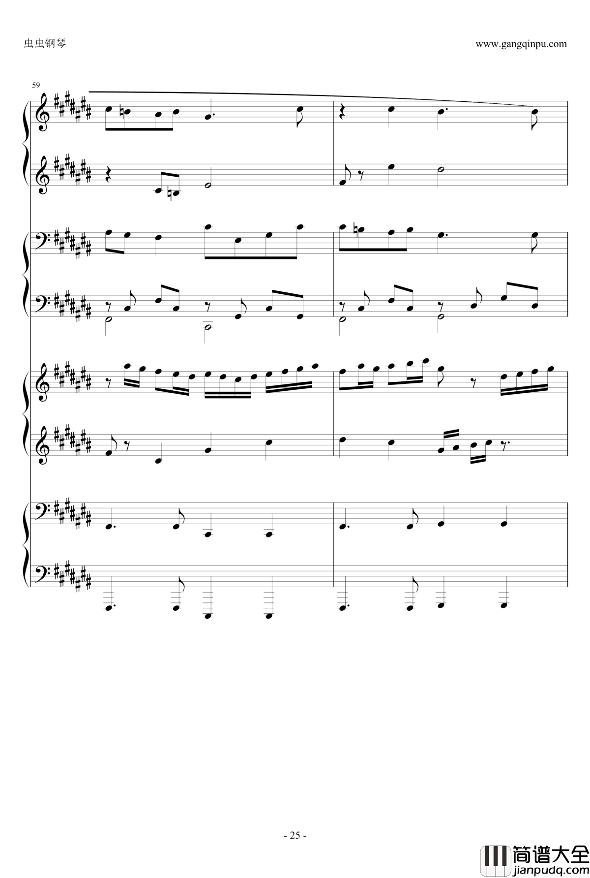 Pachelbel钢琴谱_升C大调卡农之八手莲华_帕赫贝尔