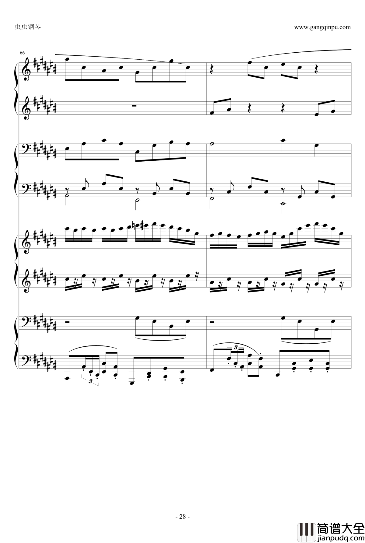 Pachelbel钢琴谱_升C大调卡农之八手莲华_帕赫贝尔