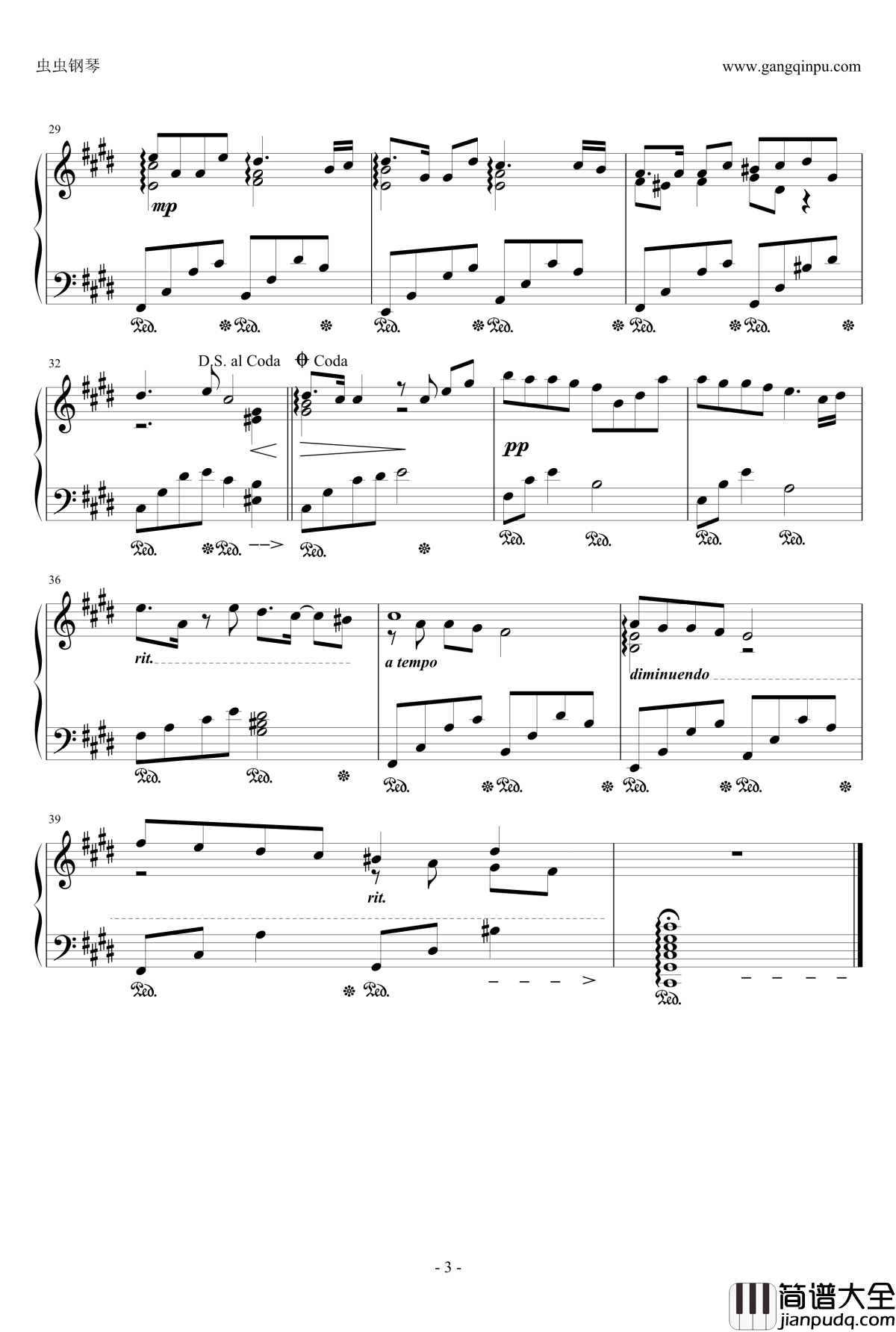 爱的天国钢琴谱_王心凌