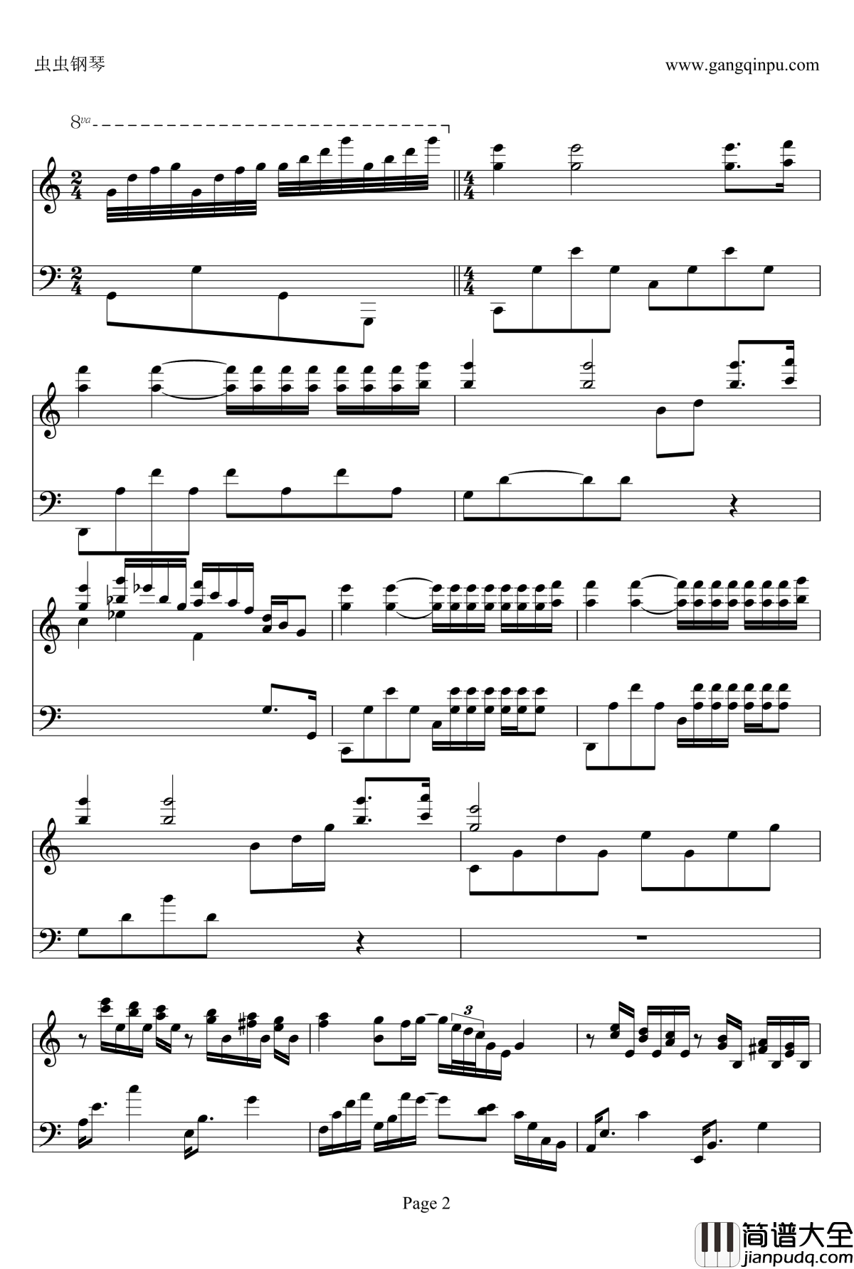 水边的阿狄丽娜钢琴谱_金龙鱼优化版_克莱德曼