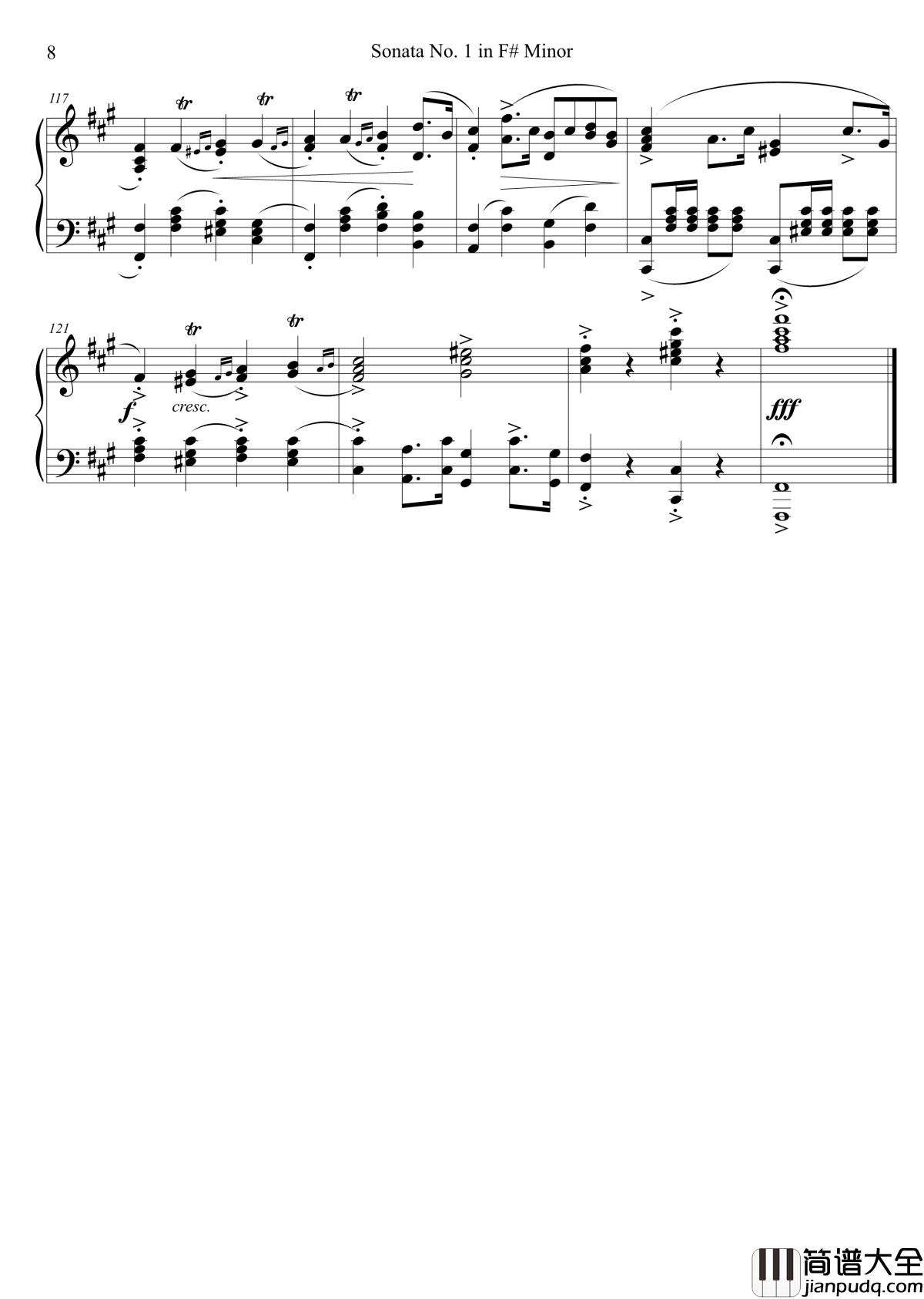 钢琴奏鸣曲No._1钢琴谱_第一乐章_千古留名