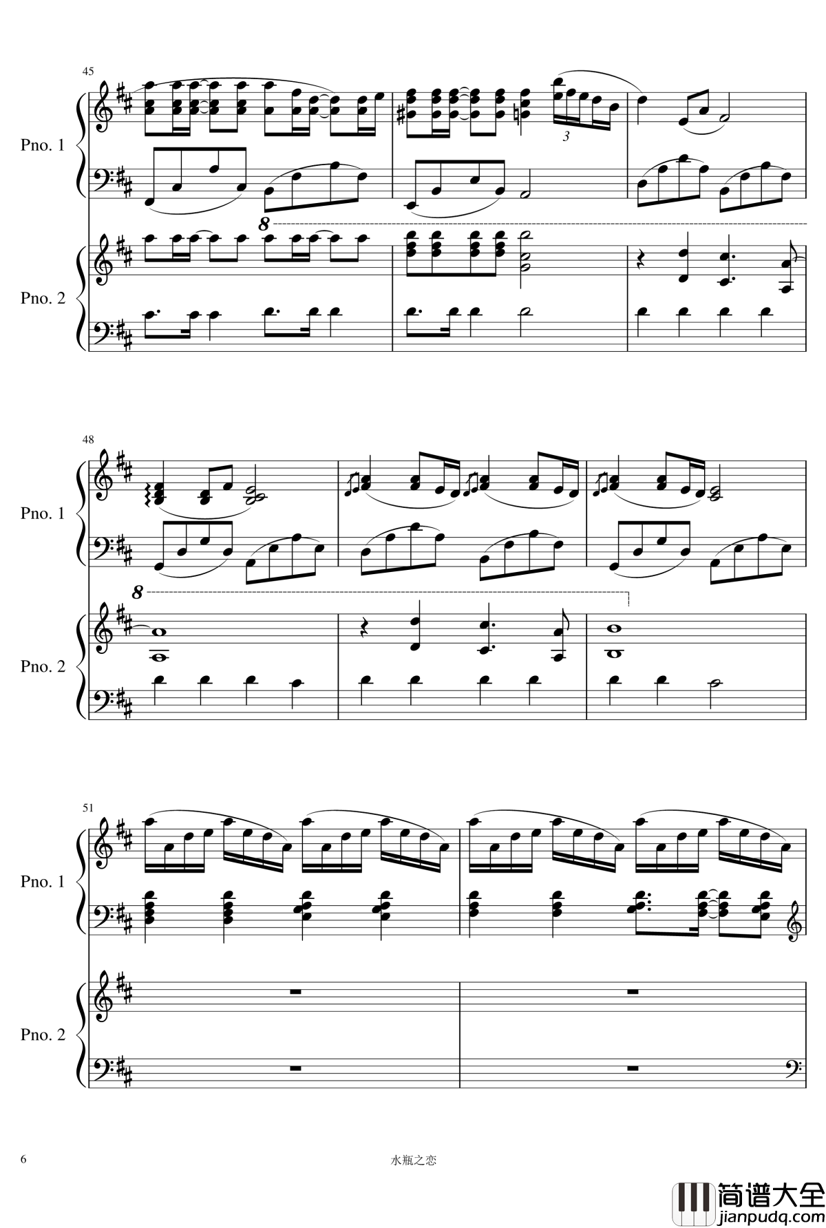 Summer钢琴谱_双钢琴_久石让