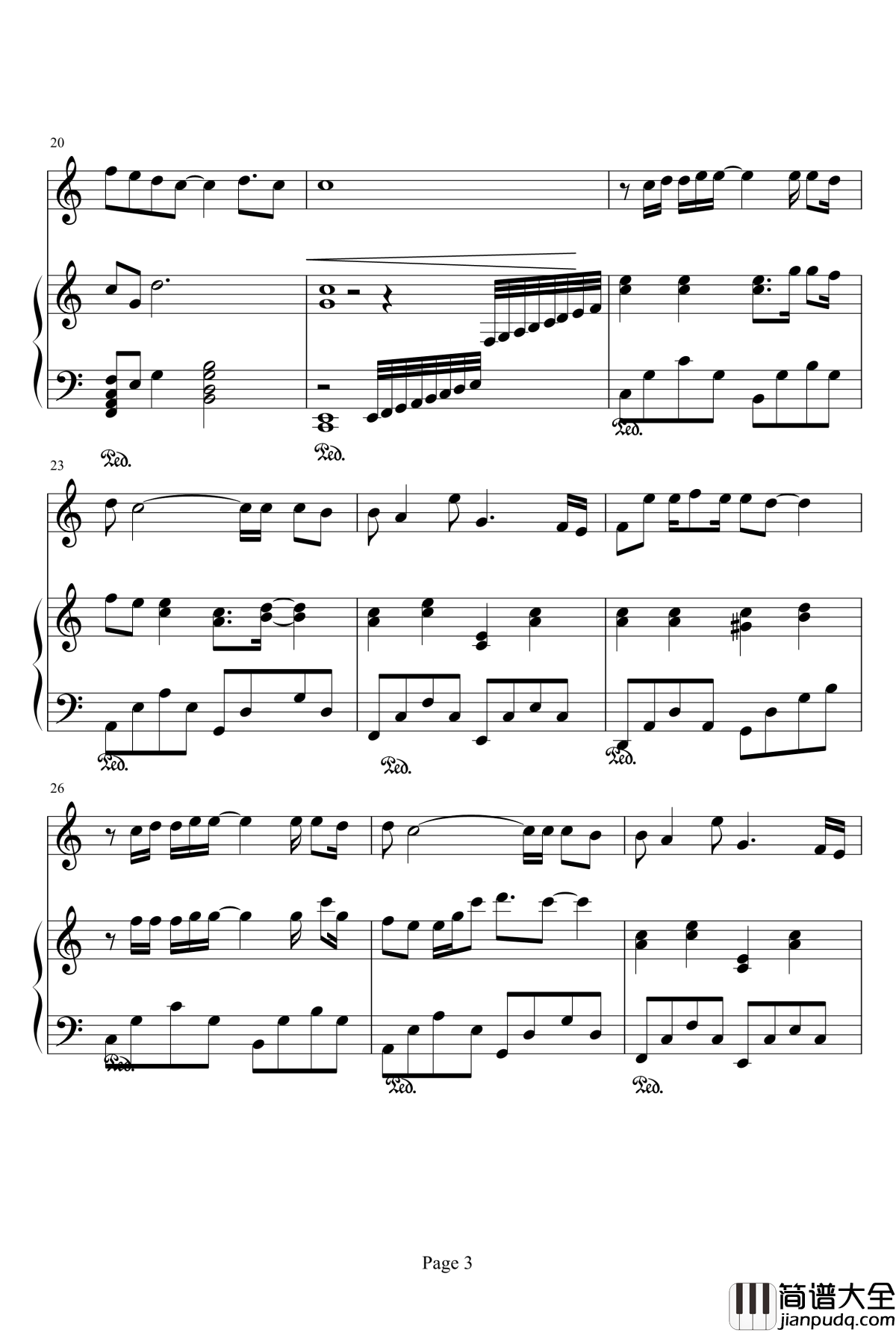 当你钢琴谱_C调_林俊杰