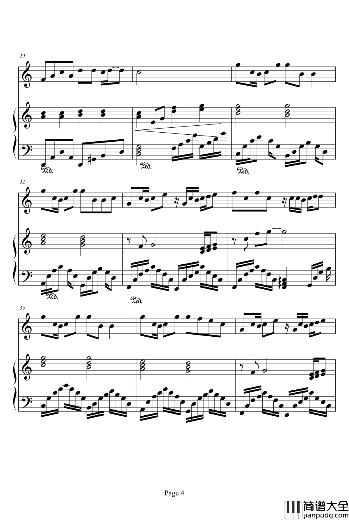 当你钢琴谱_C调_林俊杰