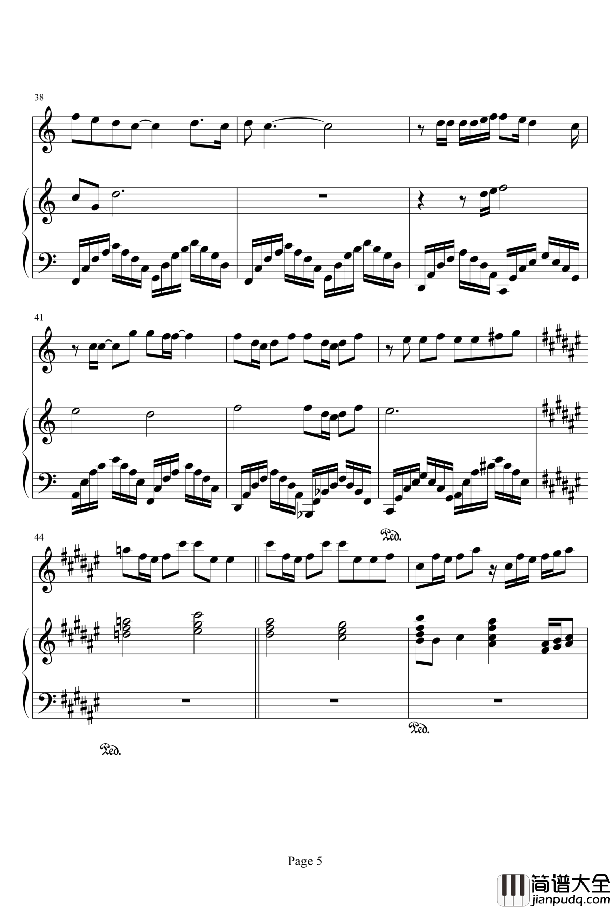 当你钢琴谱_C调_林俊杰