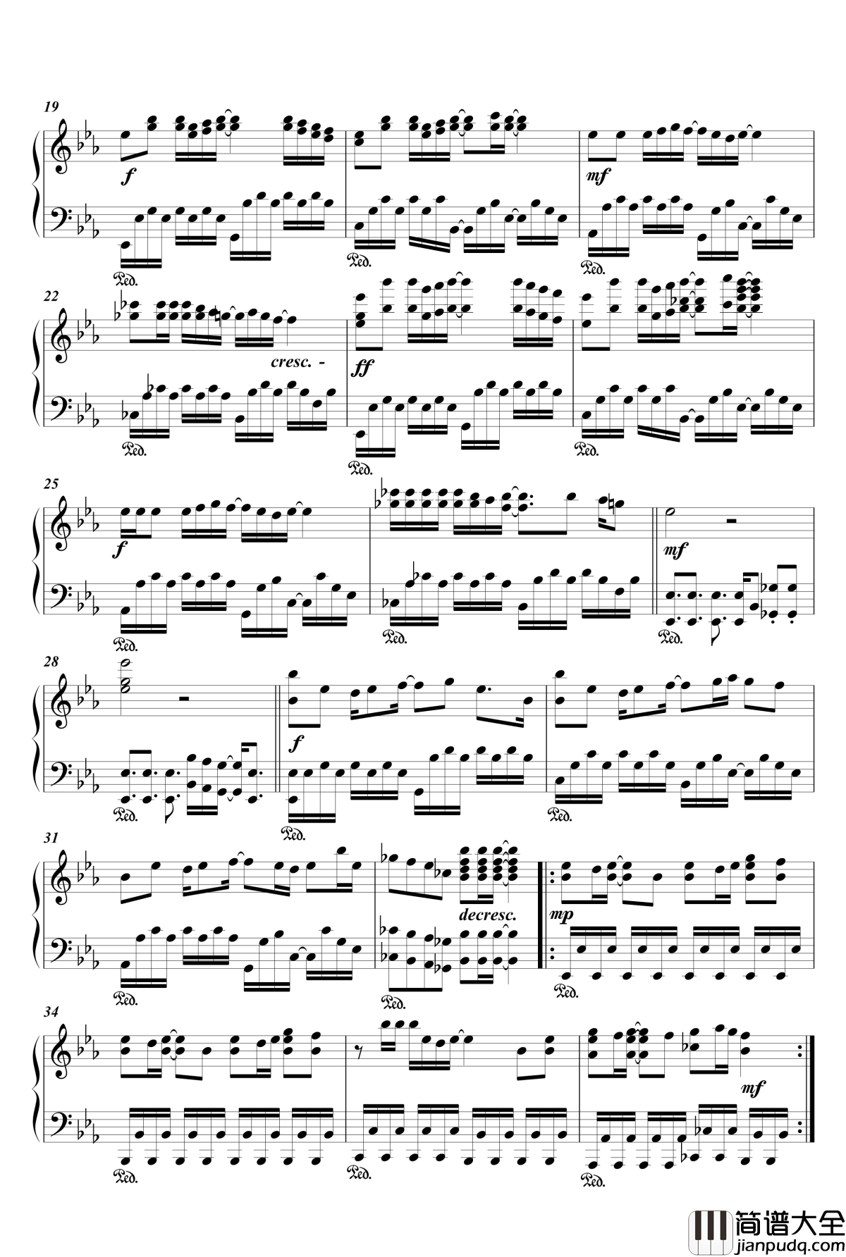 脑洞大开之黄金拼图主题曲钢琴谱【きんいろ楽章】_黄金拼图